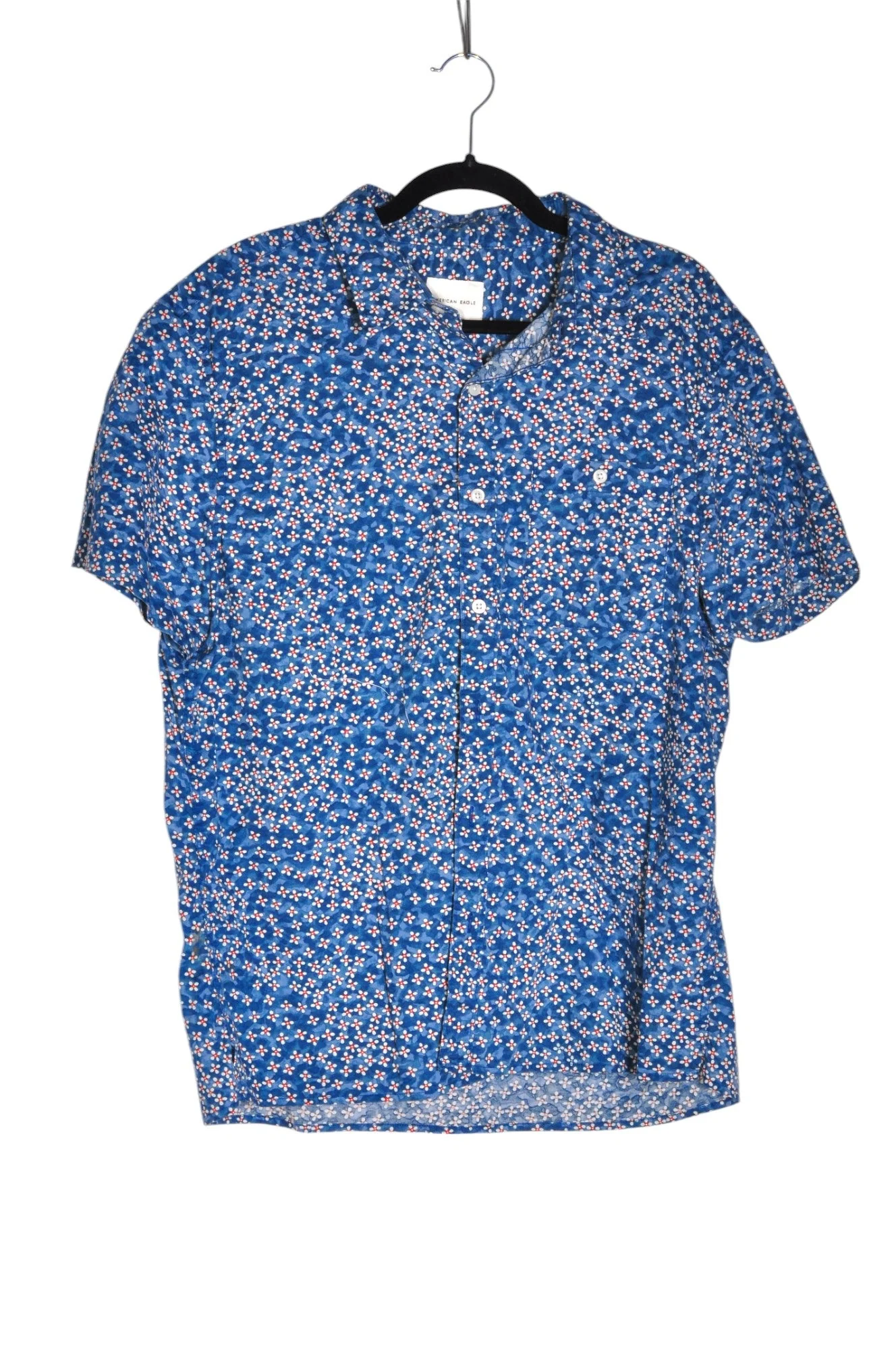 AMERICAN EAGLE Men Button Down Tops Regular fit in Blue - L