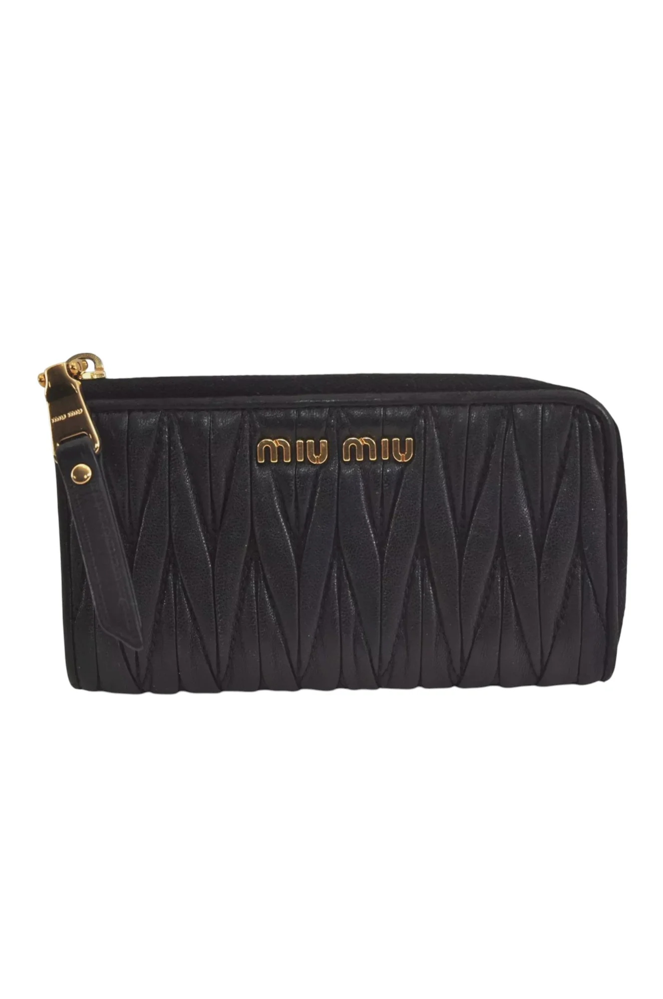 Authentic MIU MIU Vintage Matelasse Leather Coin Case Purse Black 8330L - Image 2