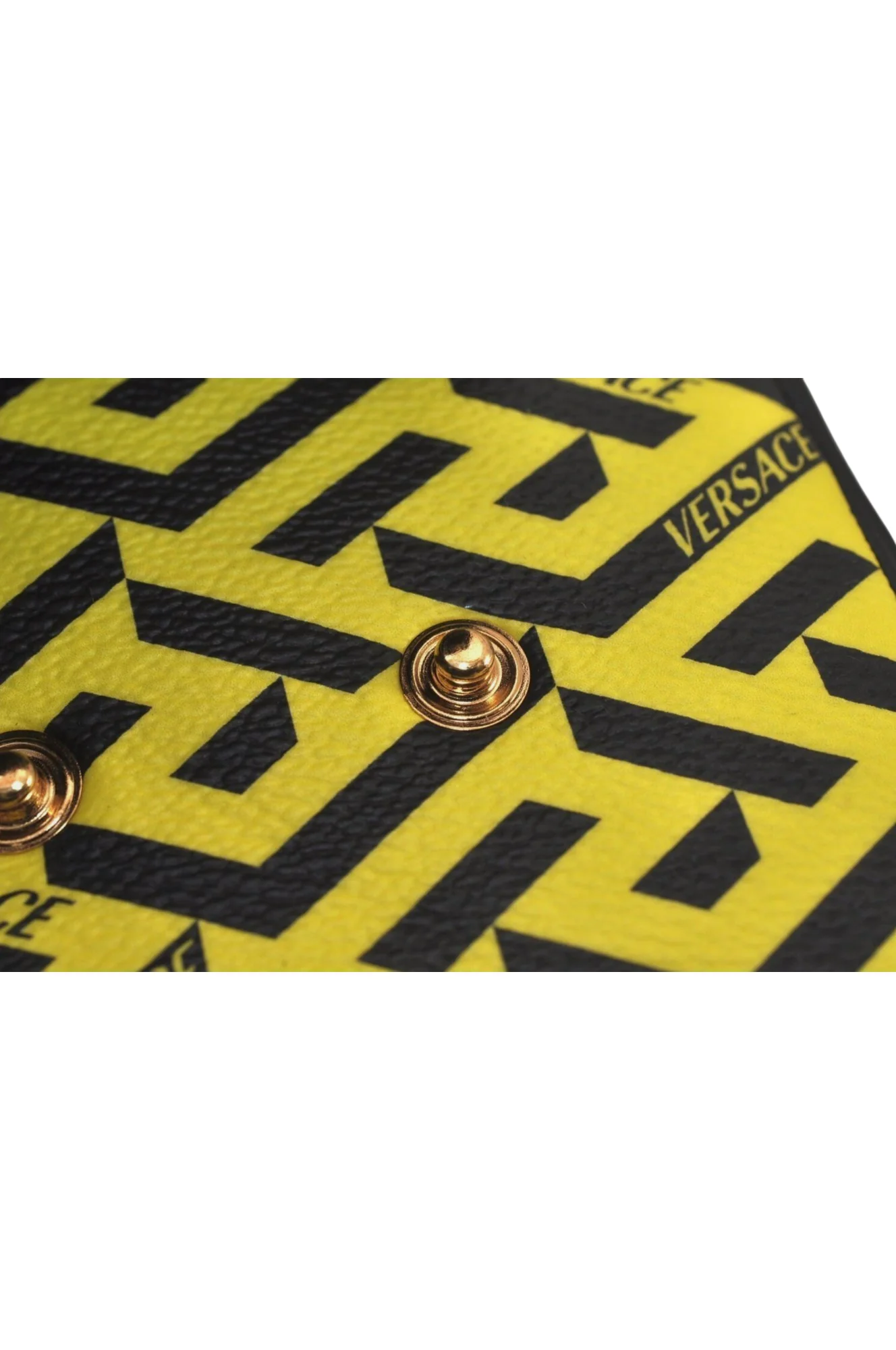 Authentic VERSACE La Greca Vintage Leather Pouch Purse Yellow Box Junk 7524L - Image 14