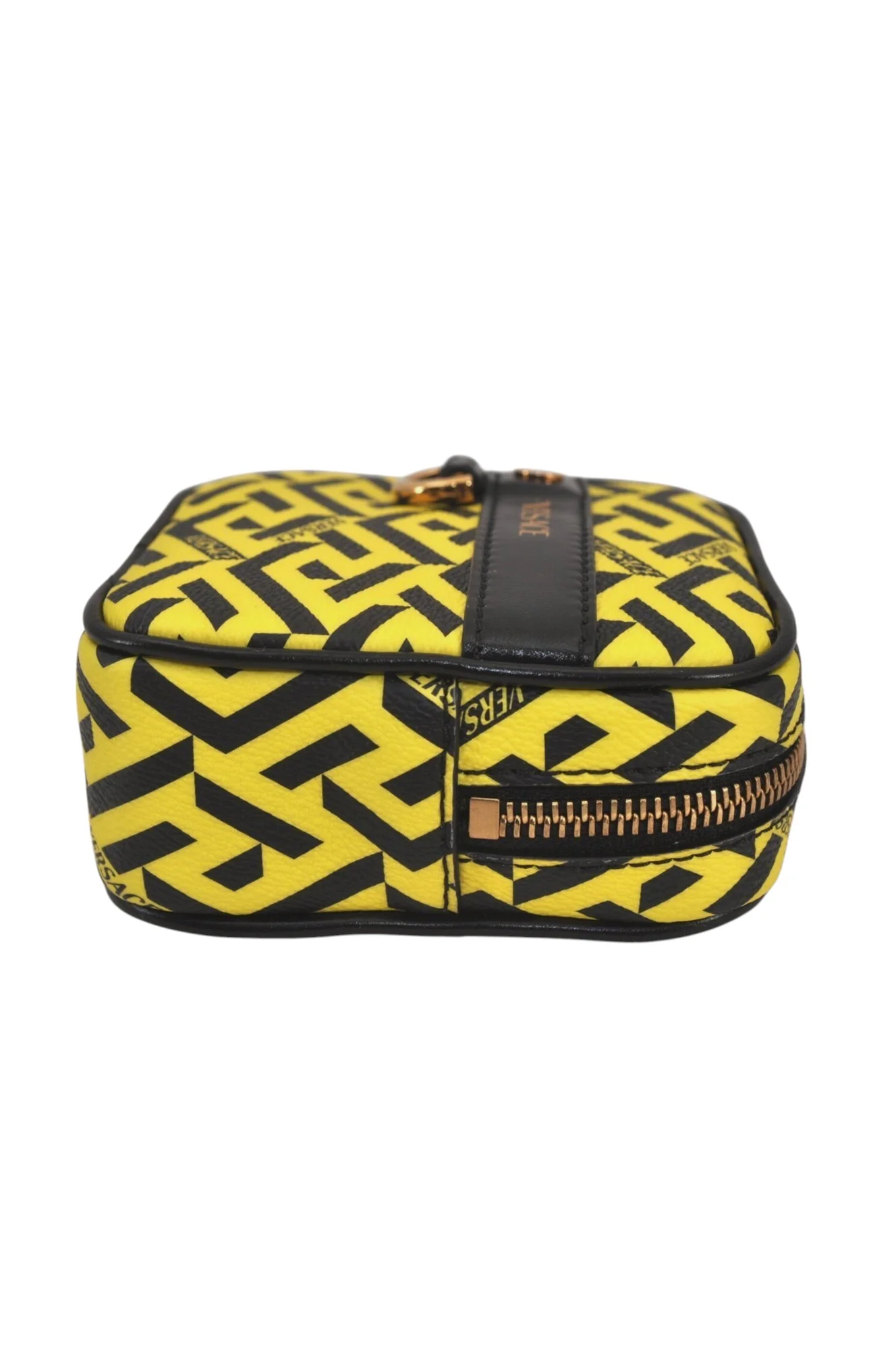 Authentic VERSACE La Greca Vintage Leather Pouch Purse Yellow Box Junk 7524L - Image 5