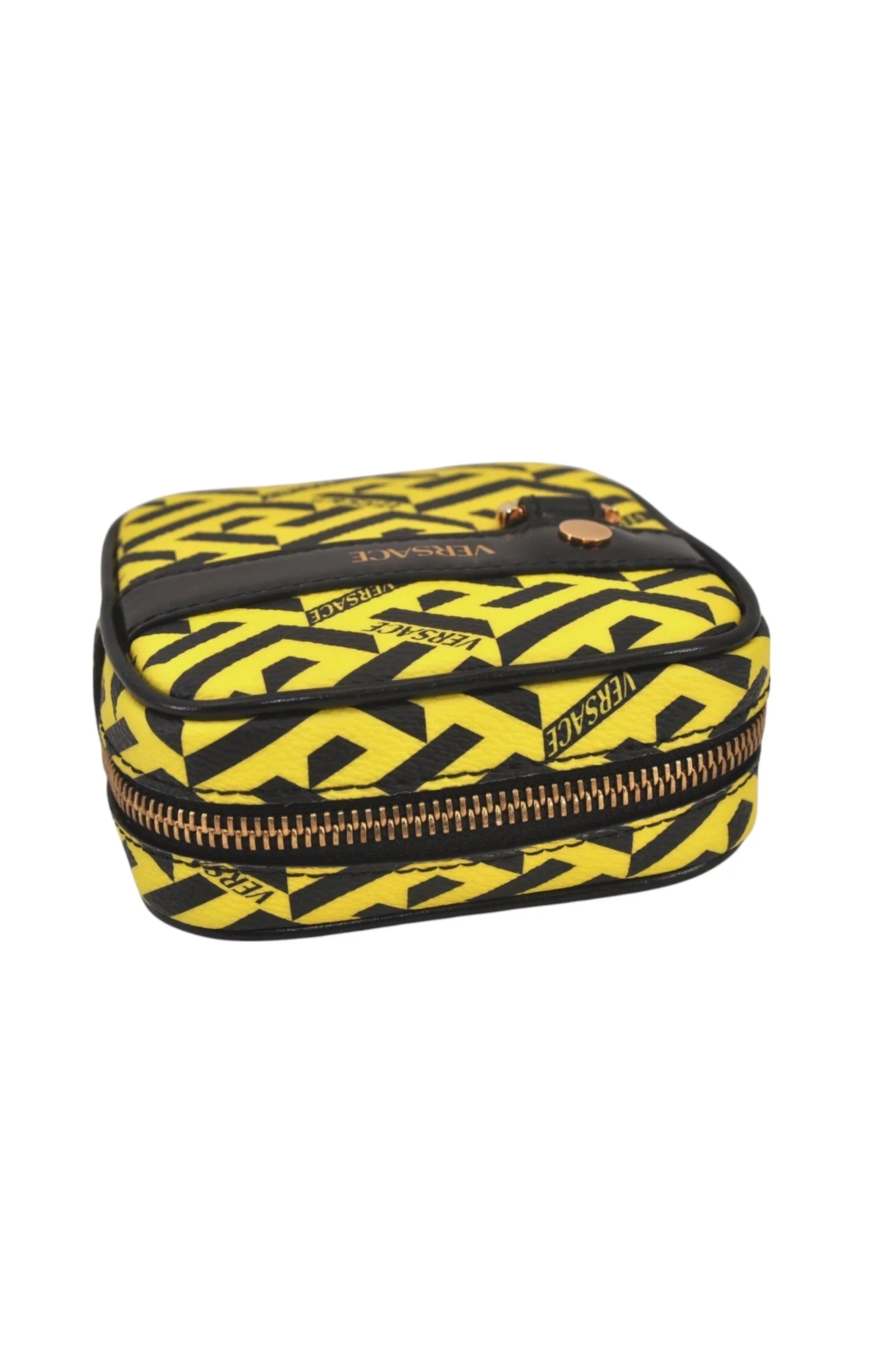 Authentic VERSACE La Greca Vintage Leather Pouch Purse Yellow Box Junk 7524L - Image 6