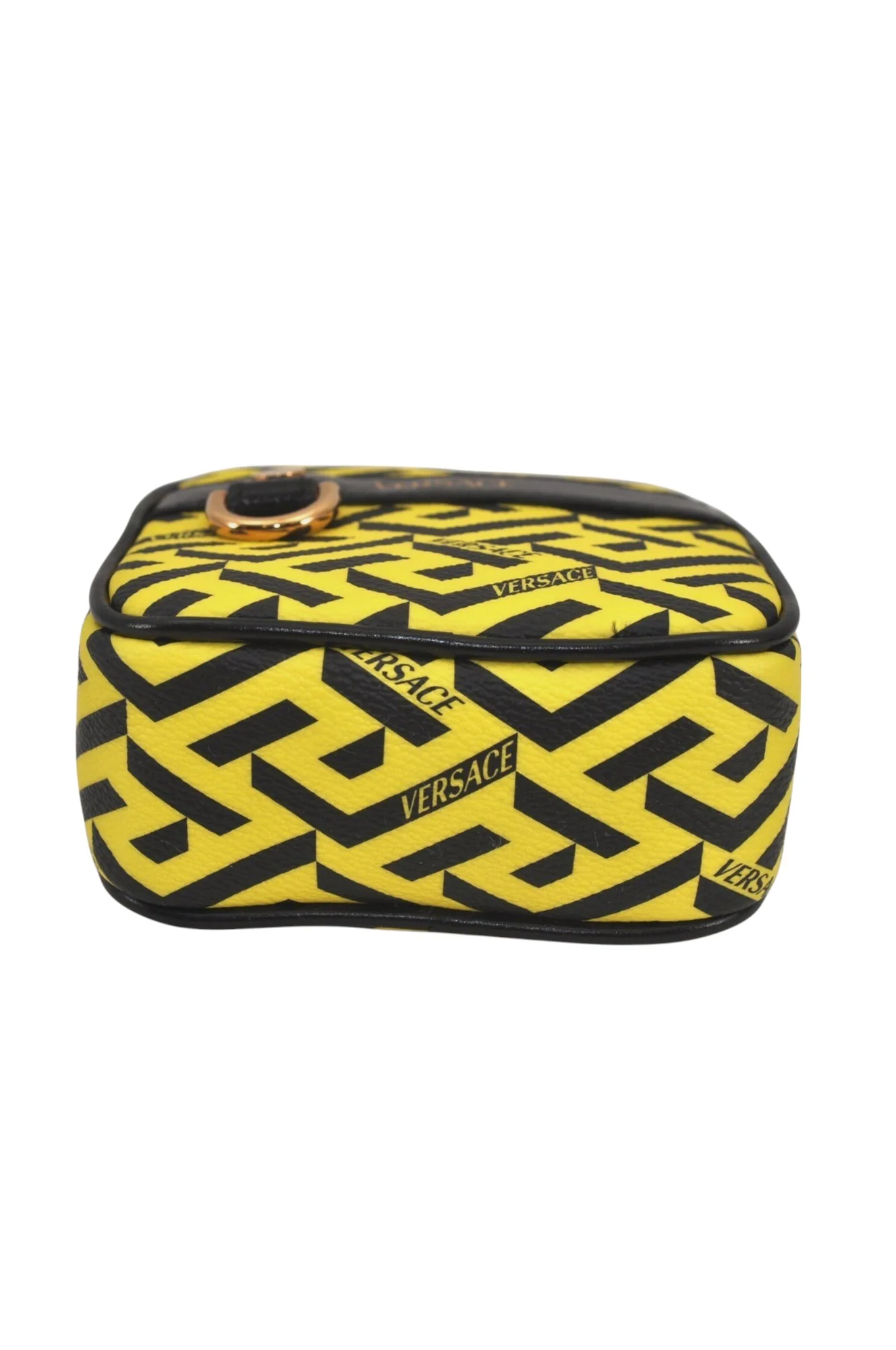 Authentic VERSACE La Greca Vintage Leather Pouch Purse Yellow Box Junk 7524L - Image 7