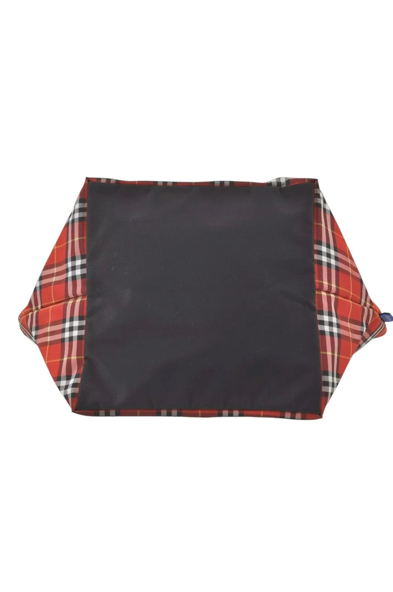 Burberry BLUE LABEL Check Shoulder Tote Bag Nylon Leather Red 9373K - Image 8