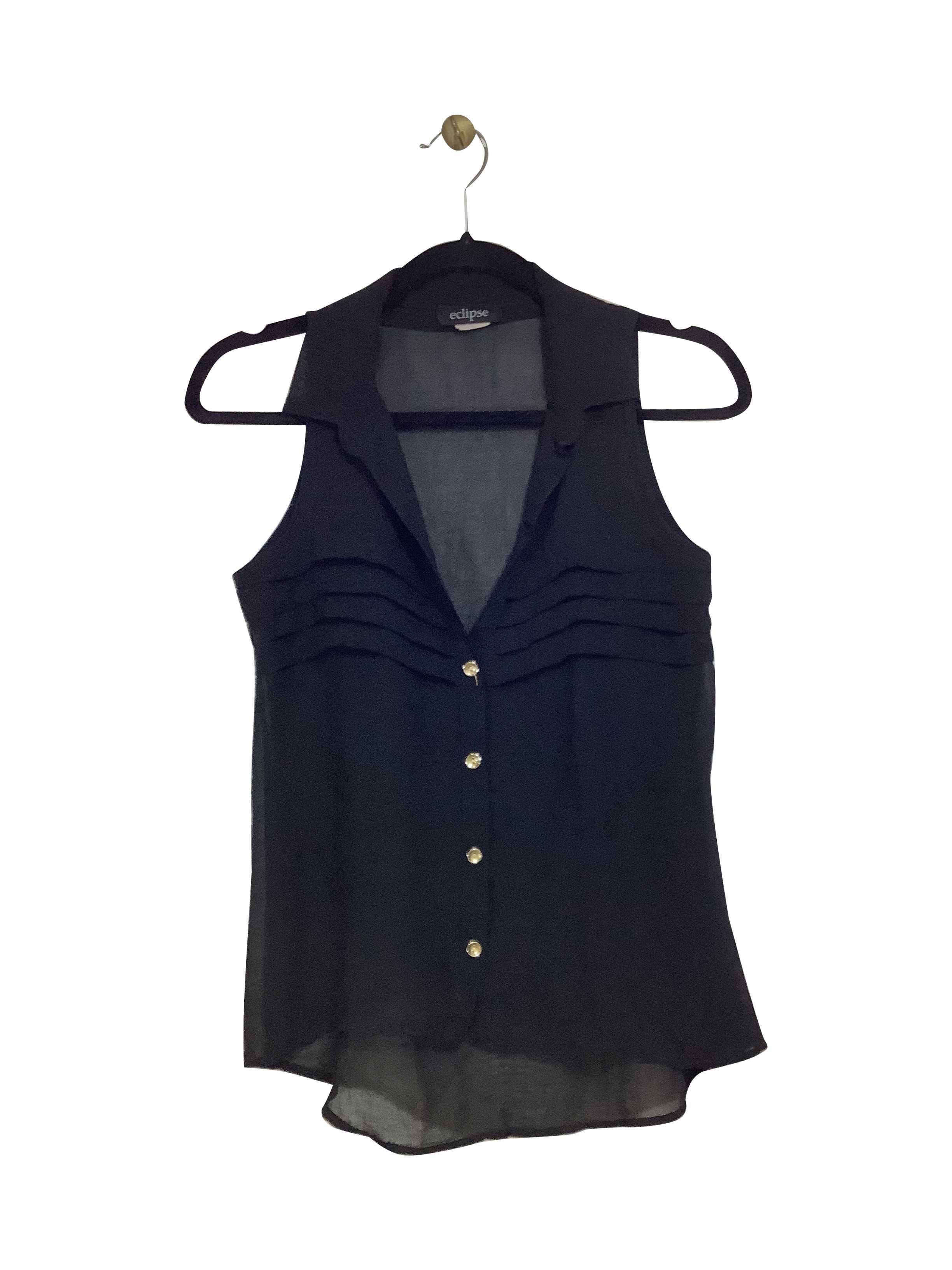 ECLIPSE Regular fit Button-down Top in Black - XS