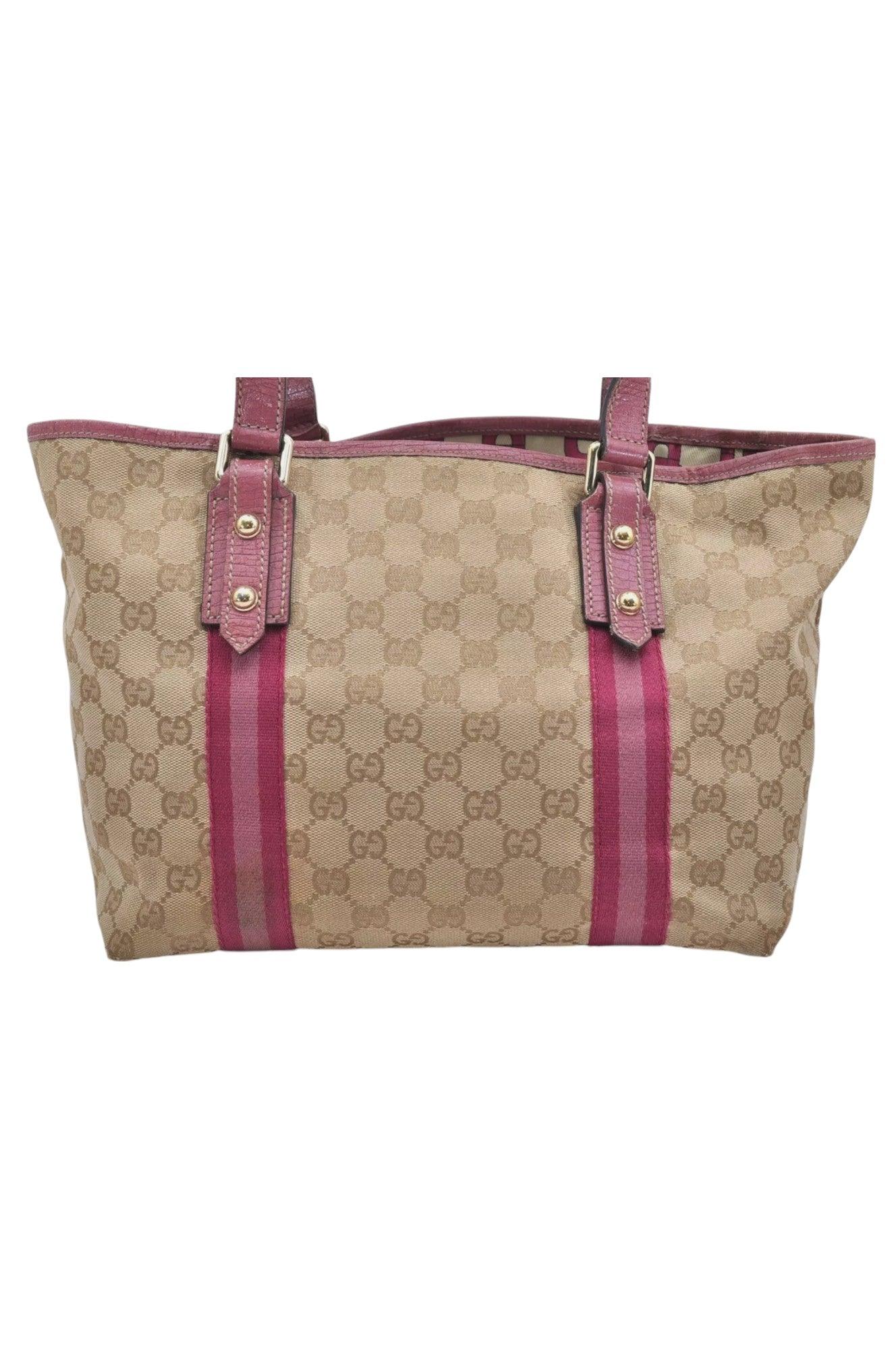 GUCCI Sherry Line Shoulder Tote Bag GG Canvas Leather Beige 7192K - Image 3