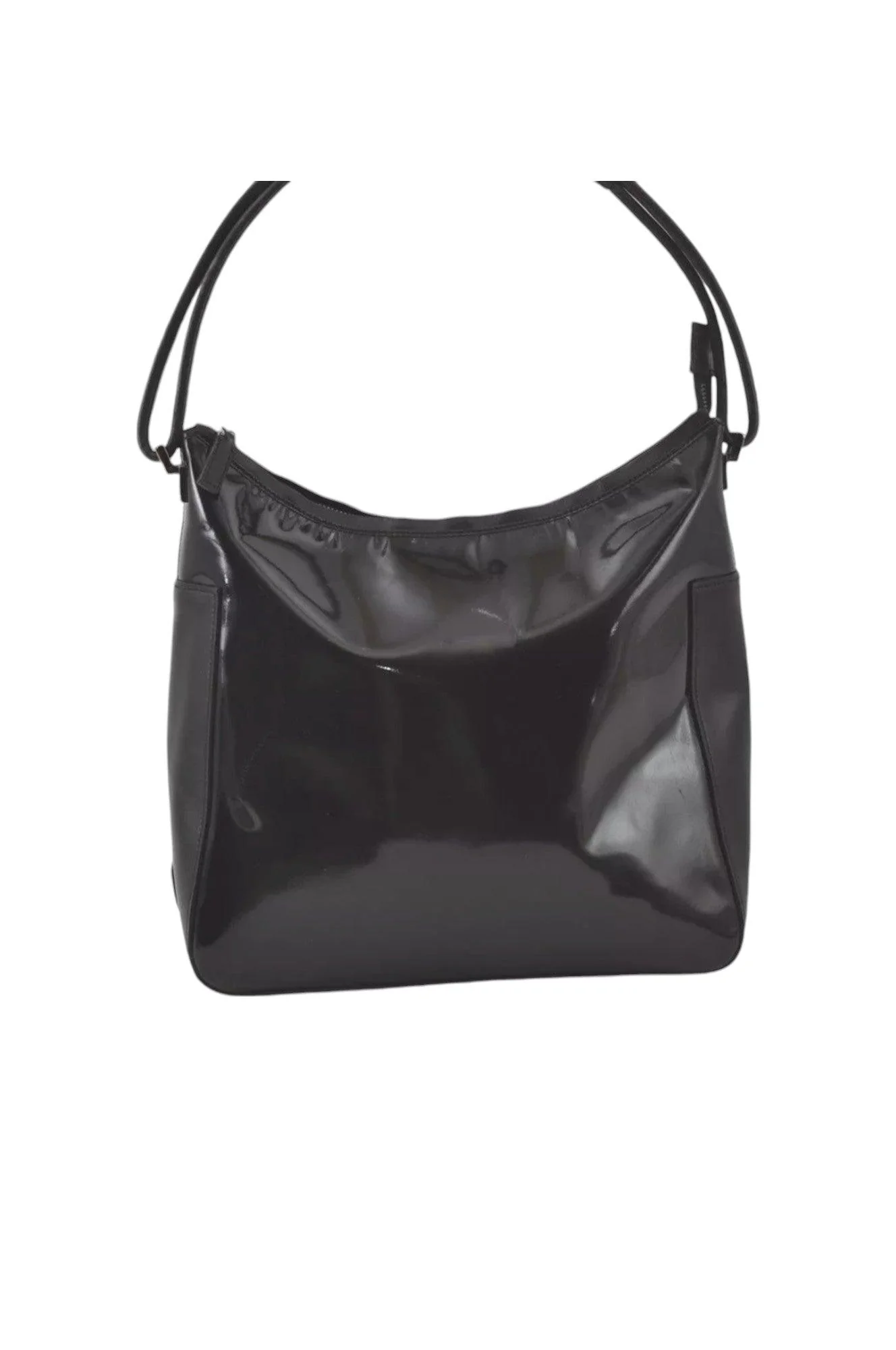 GUCCI Shoulder Hand Bag Purse Enamel Leather 0013766 Black 7891K
