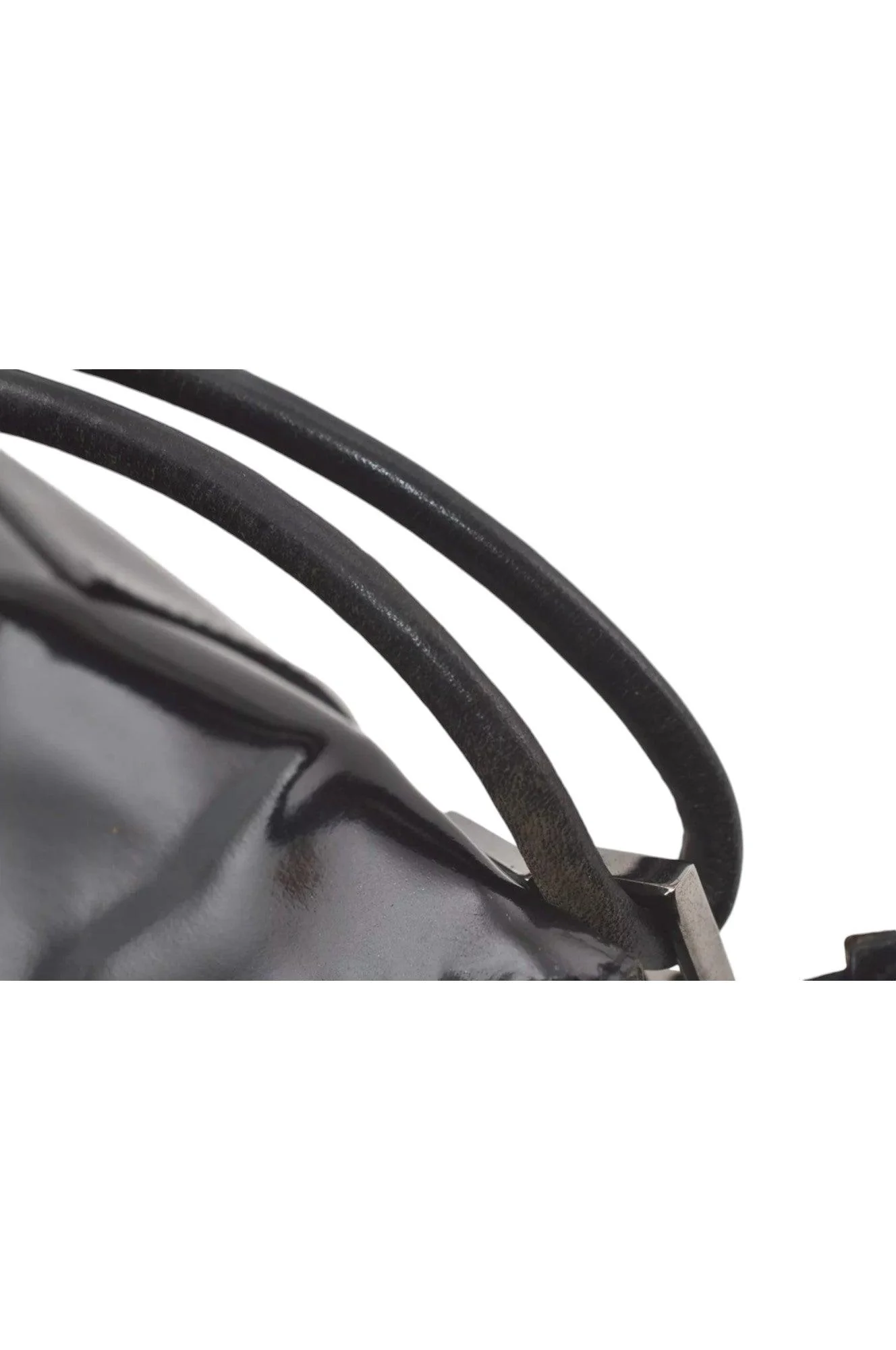 GUCCI Shoulder Hand Bag Purse Enamel Leather 0013766 Black 7891K - Image 15