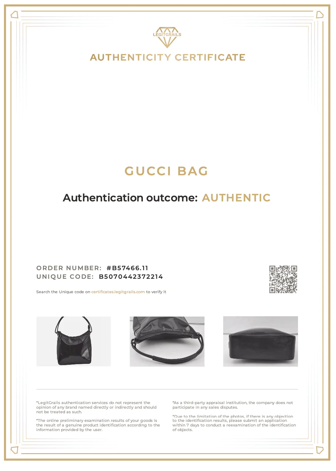GUCCI Shoulder Hand Bag Purse Enamel Leather 0013766 Black 7891K - Image 24