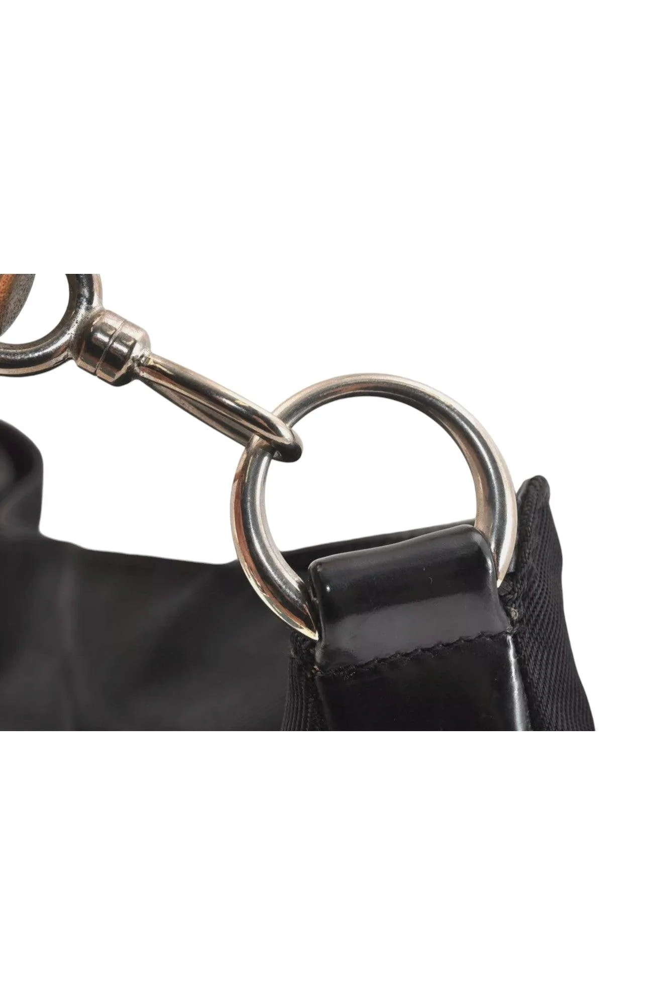 GUCCI Vintage Bamboo Shoulder Tote Bag Nylon Leather Black 7752K - Image 12