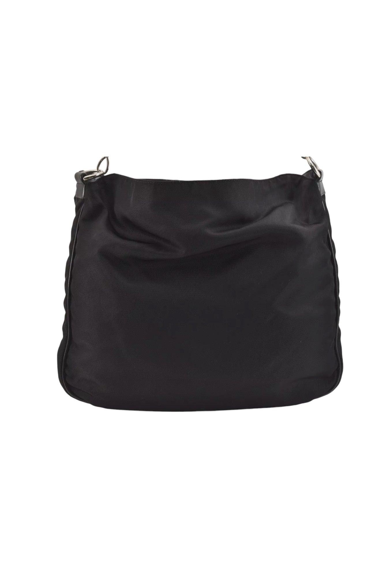 GUCCI Vintage Bamboo Shoulder Tote Bag Nylon Leather Black 7752K - Image 3