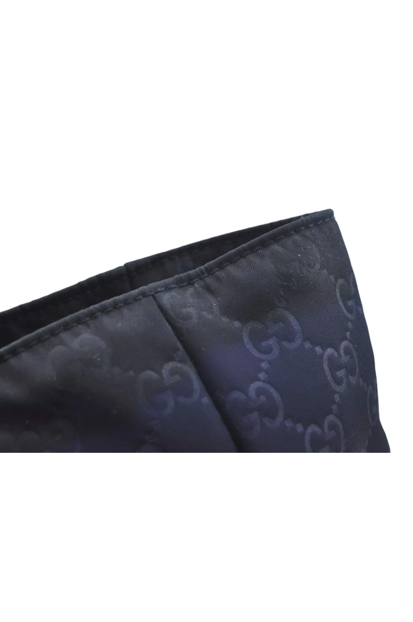 GUCCI Vintage Hand Tote Bag GG Nylon Leather Navy Blue L0937 - Image 12