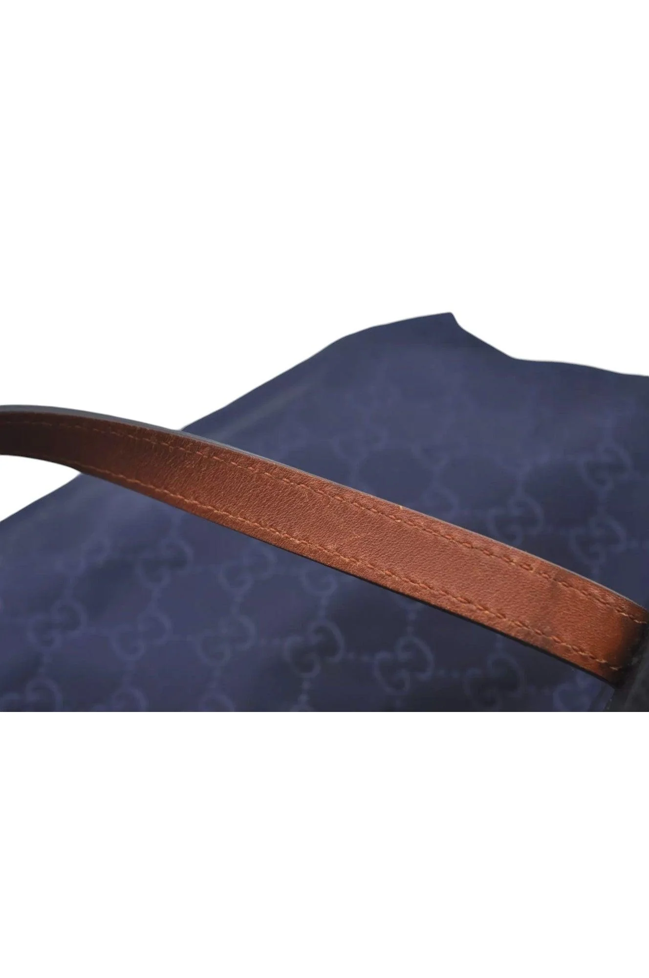 GUCCI Vintage Hand Tote Bag GG Nylon Leather Navy Blue L0937 - Image 8
