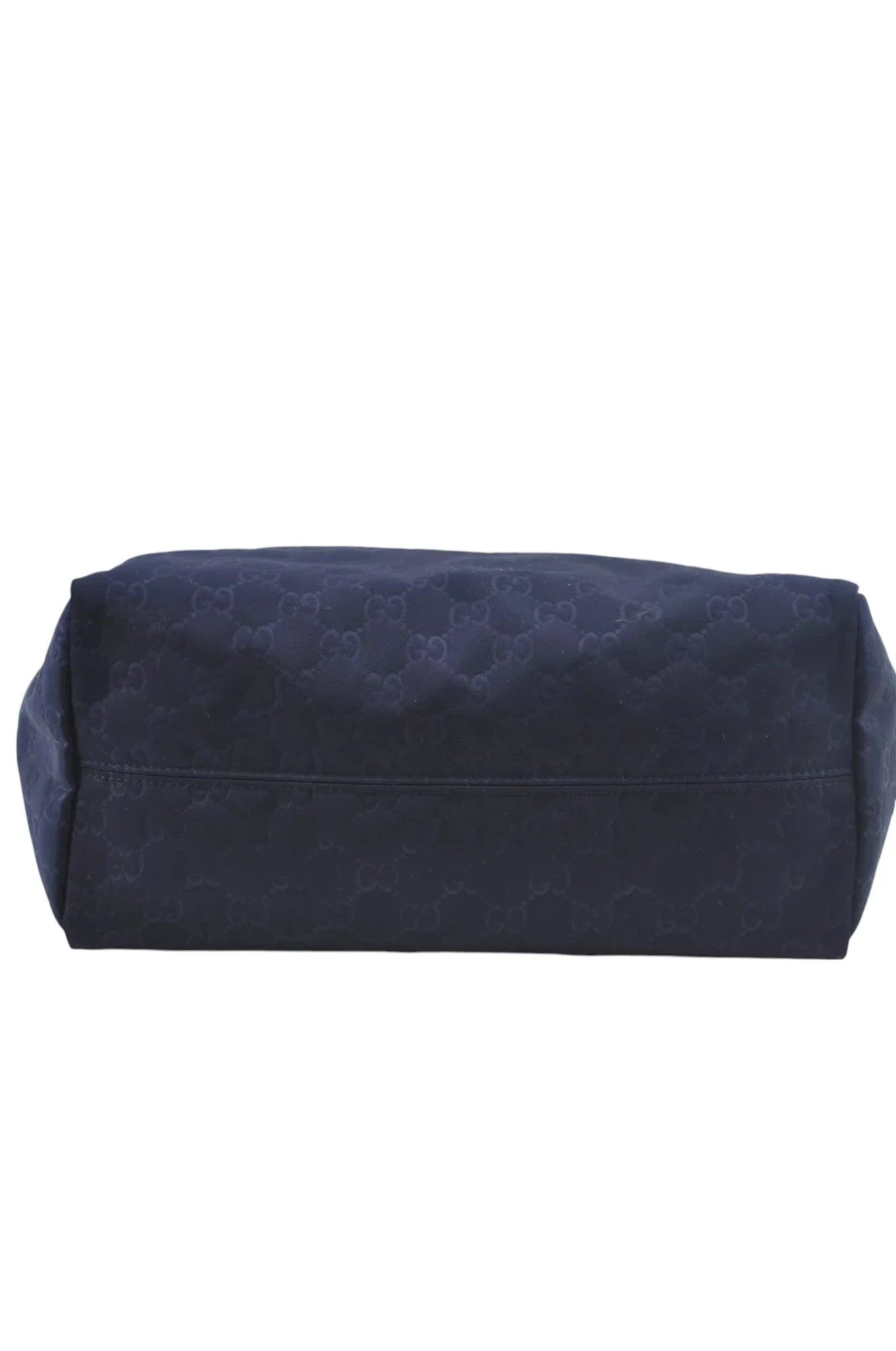 GUCCI Vintage Hand Tote Bag GG Nylon Leather Navy Blue L0937 - Image 9