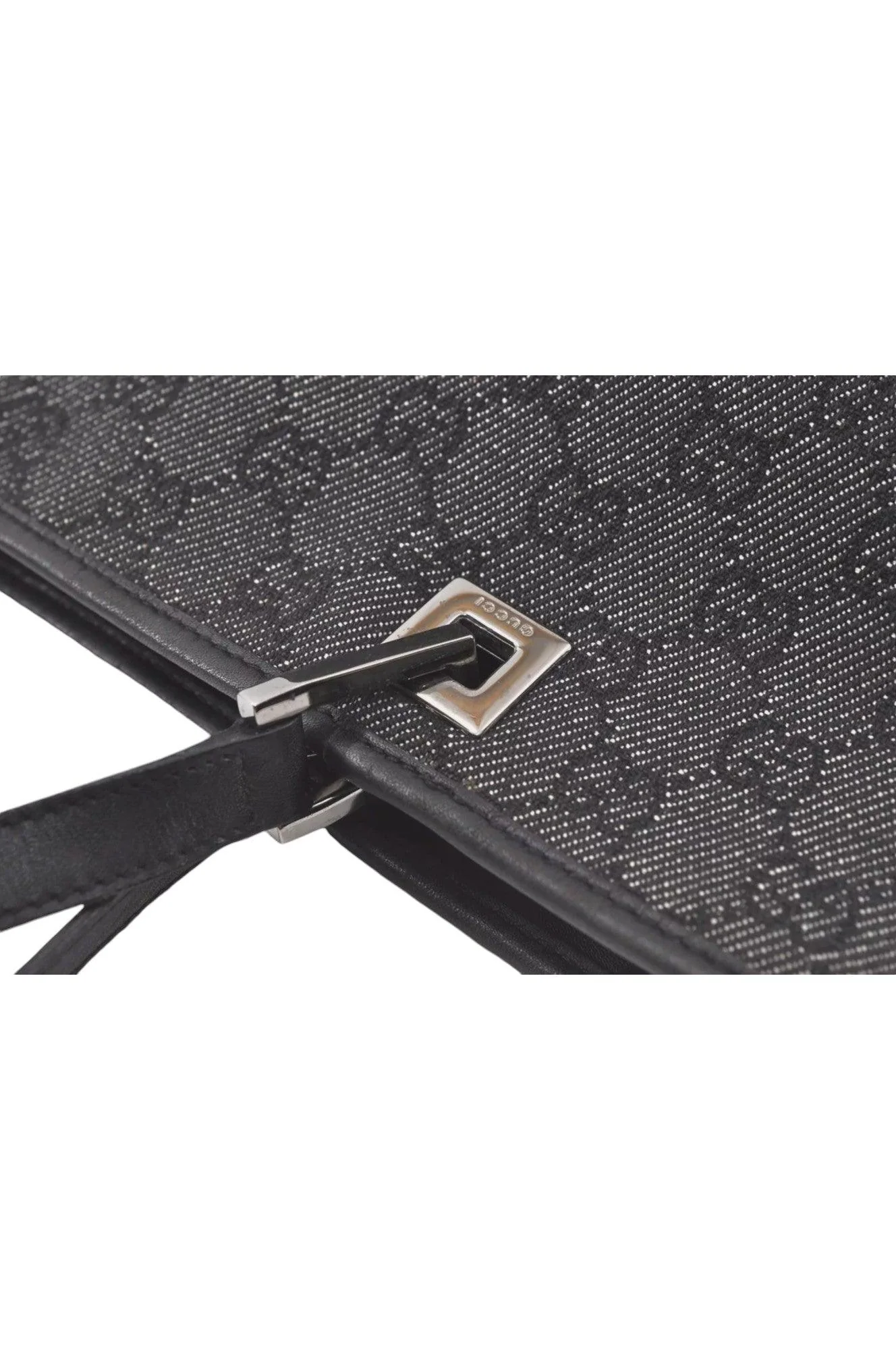 GUCCI Vintage Shoulder Tote Bag GG Canvas Leather 31244 Black 7900K - Image 11
