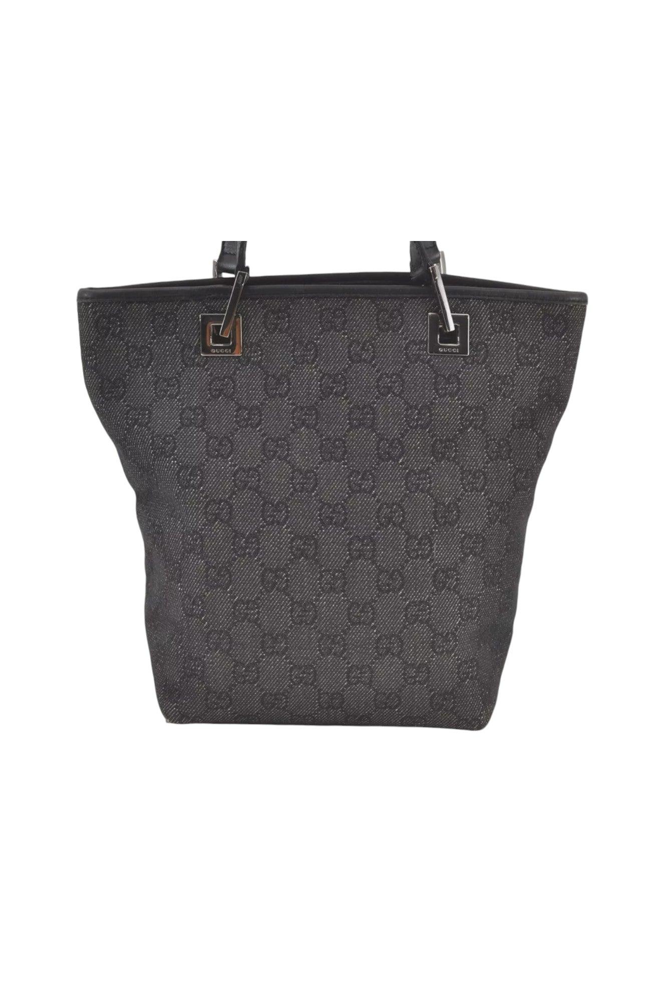 GUCCI Vintage Shoulder Tote Bag GG Canvas Leather 31244 Black 7900K - Image 3