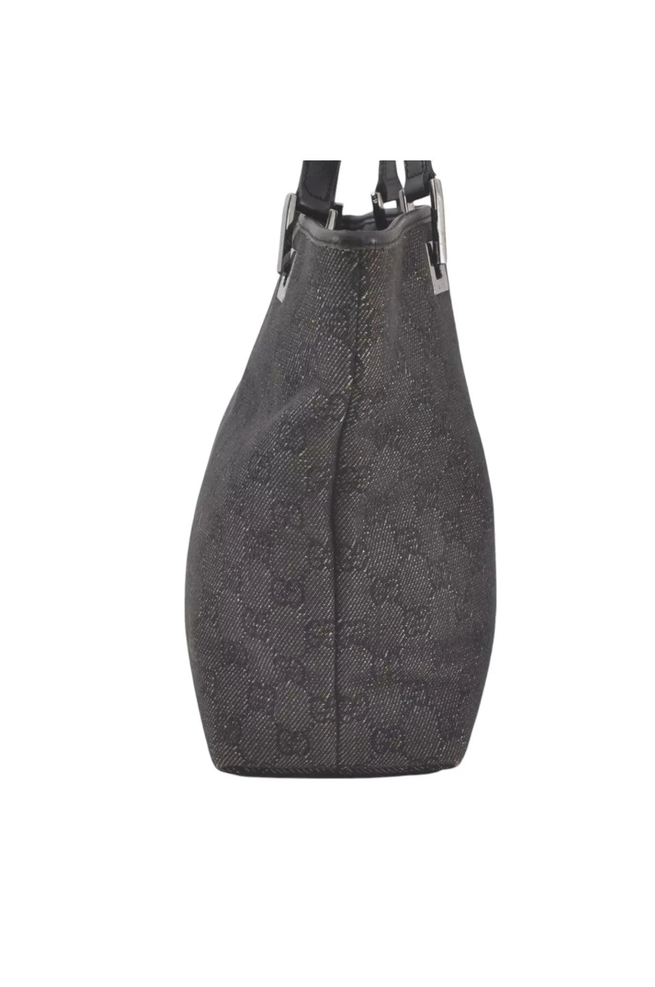 GUCCI Vintage Shoulder Tote Bag GG Canvas Leather 31244 Black 7900K - Image 4