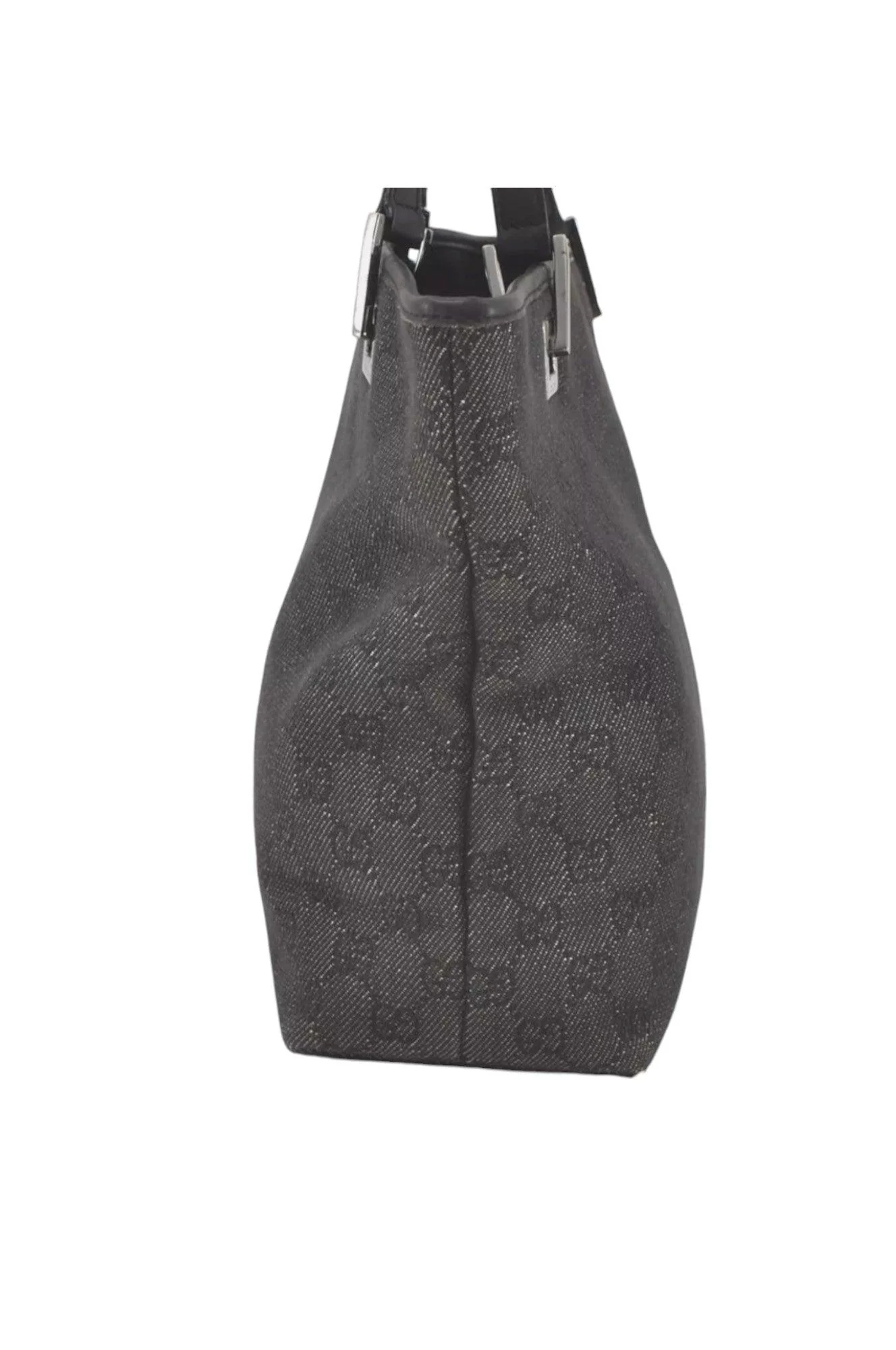 GUCCI Vintage Shoulder Tote Bag GG Canvas Leather 31244 Black 7900K - Image 5
