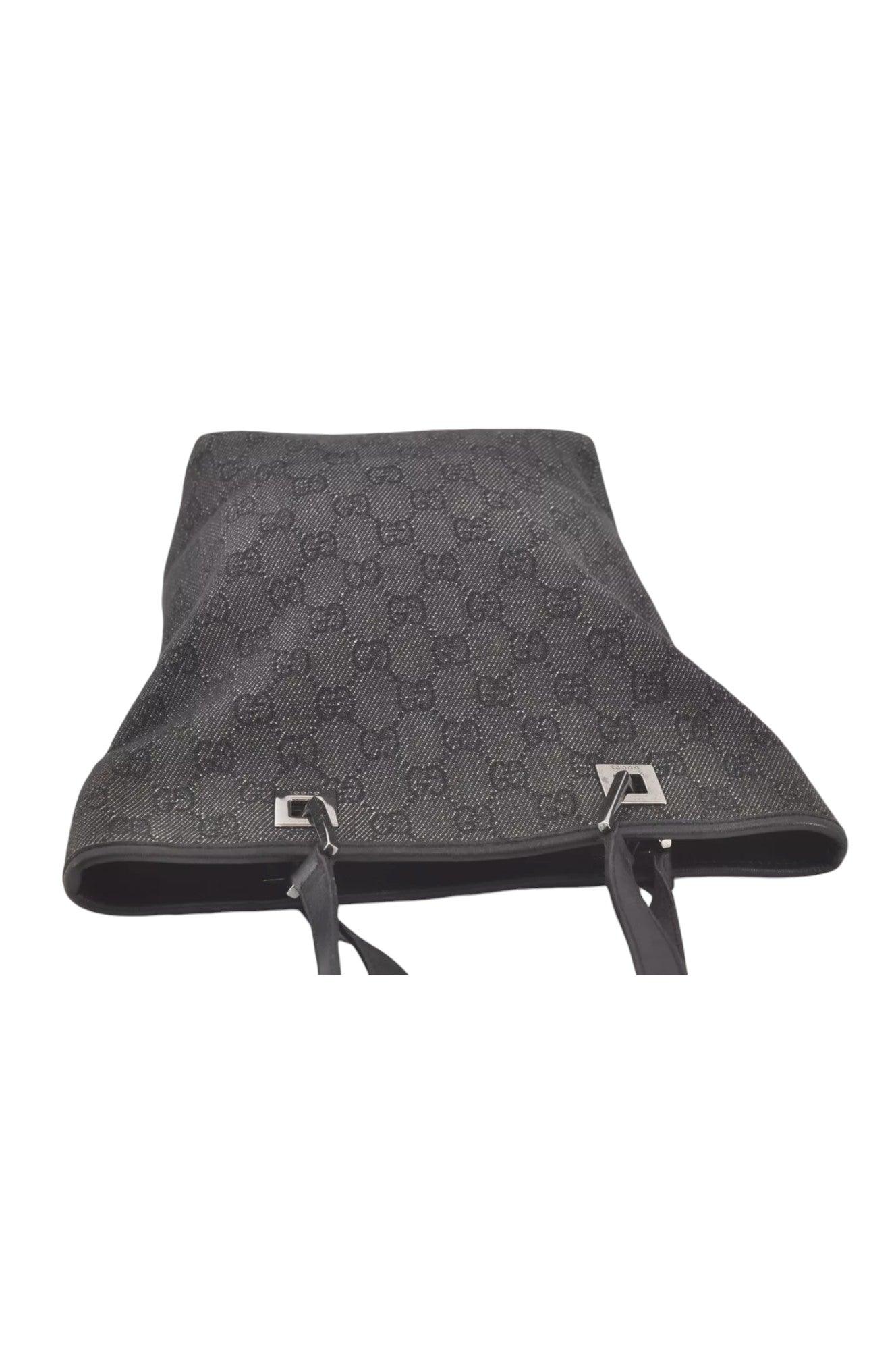 GUCCI Vintage Shoulder Tote Bag GG Canvas Leather 31244 Black 7900K - Image 6