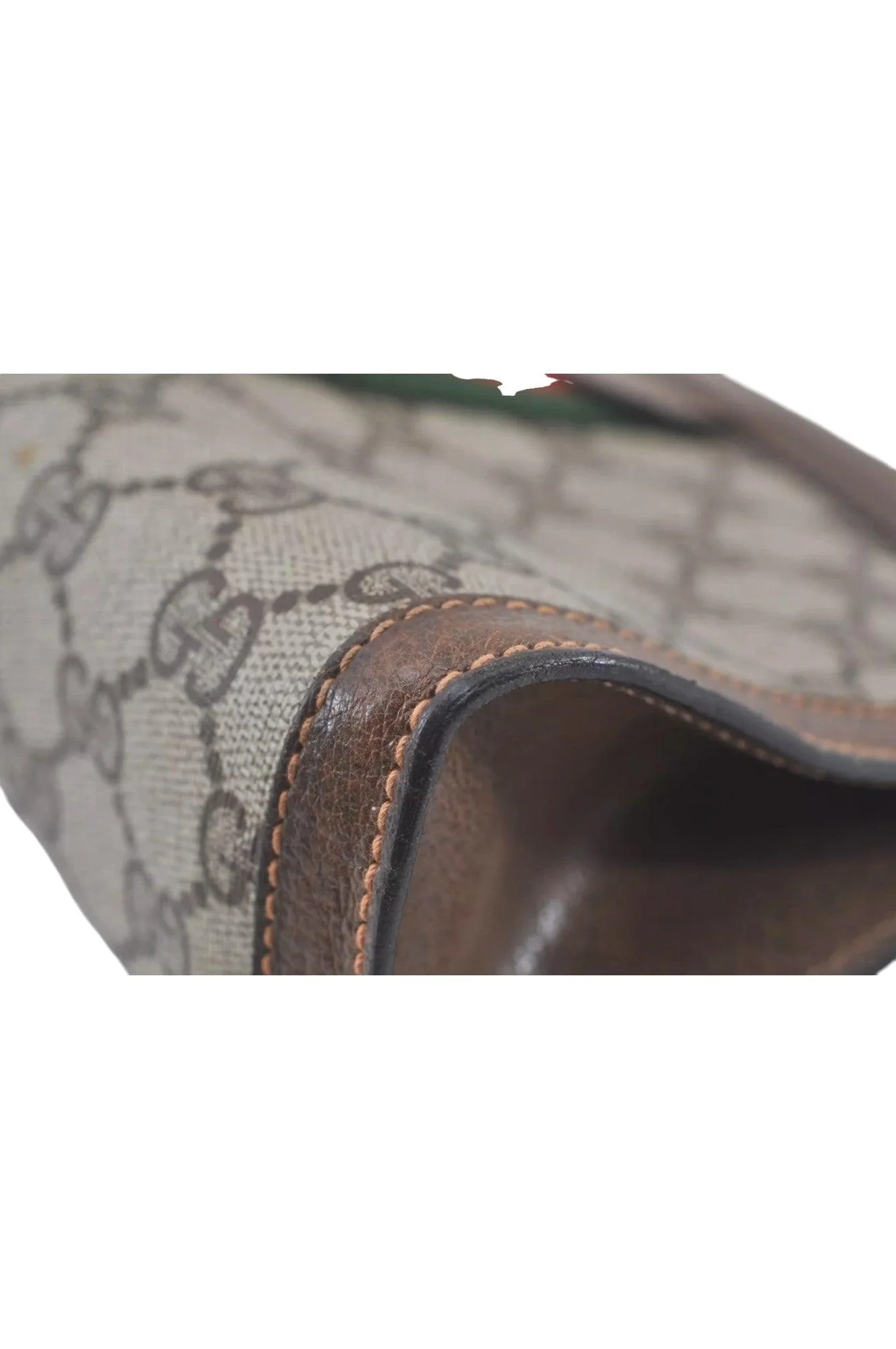 GUCCI Web Sherry Line Clutch Hand Bag Purse GG PVC Leather Brown 8044K - Image 8