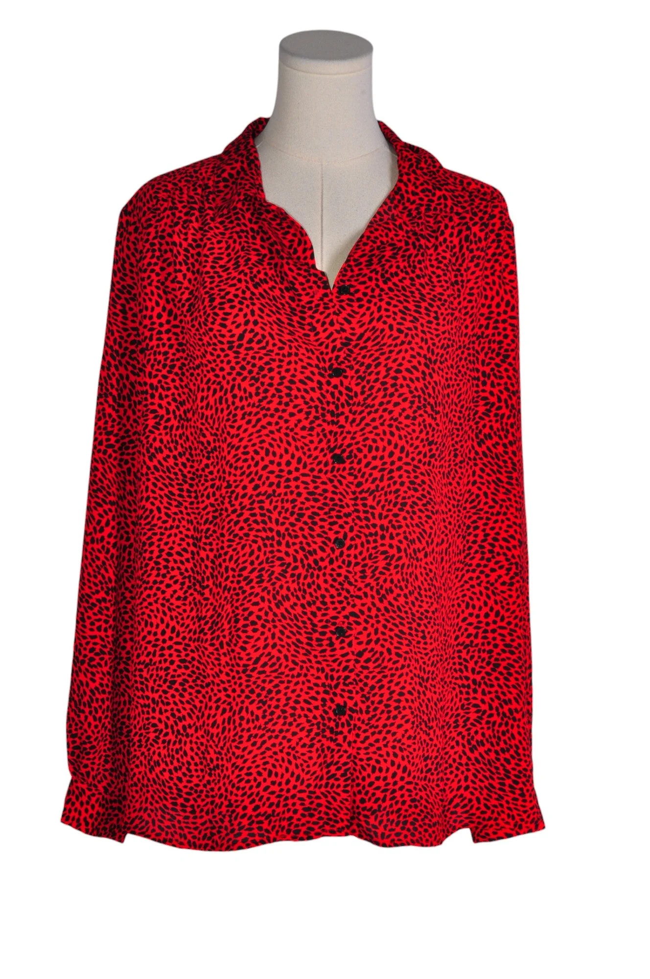 H&M Women Button Down Tops Regular fit in Red - XL