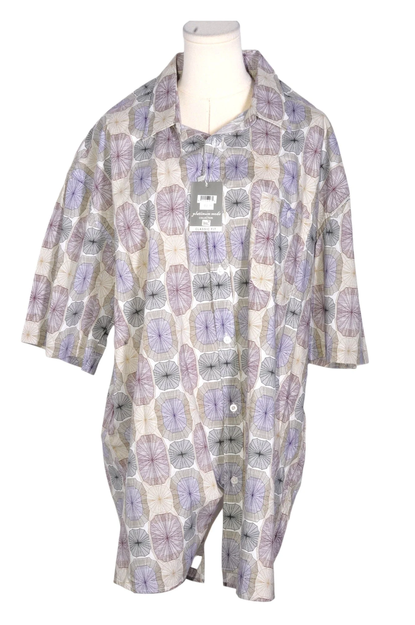 PLATINUM Men Button Down Tops Regular fit in Gray - 3XL