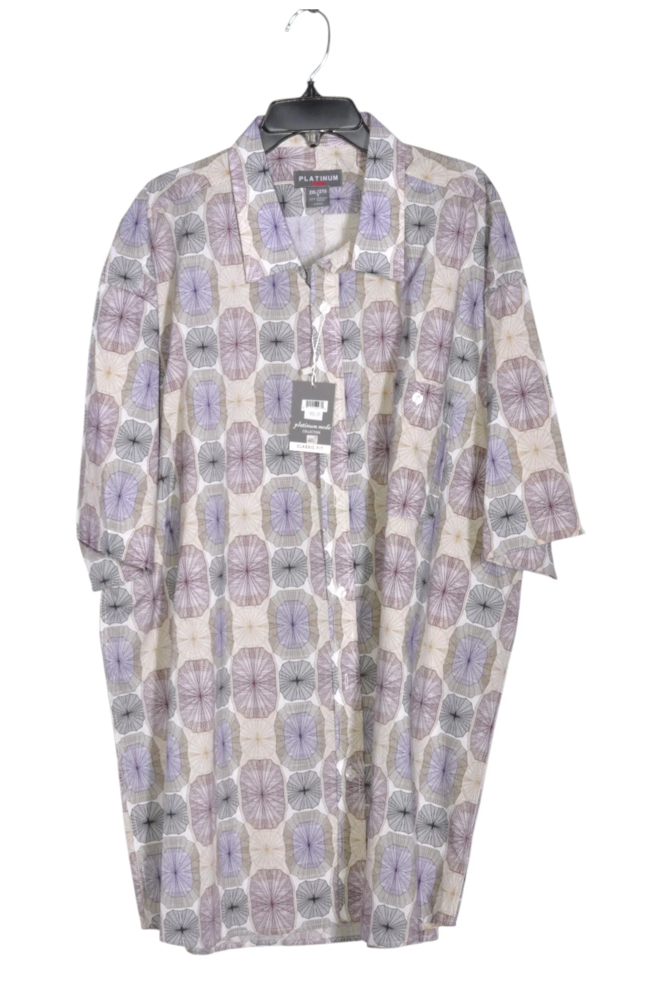 PLATINUM Men Button Down Tops Regular fit in Gray - XXL