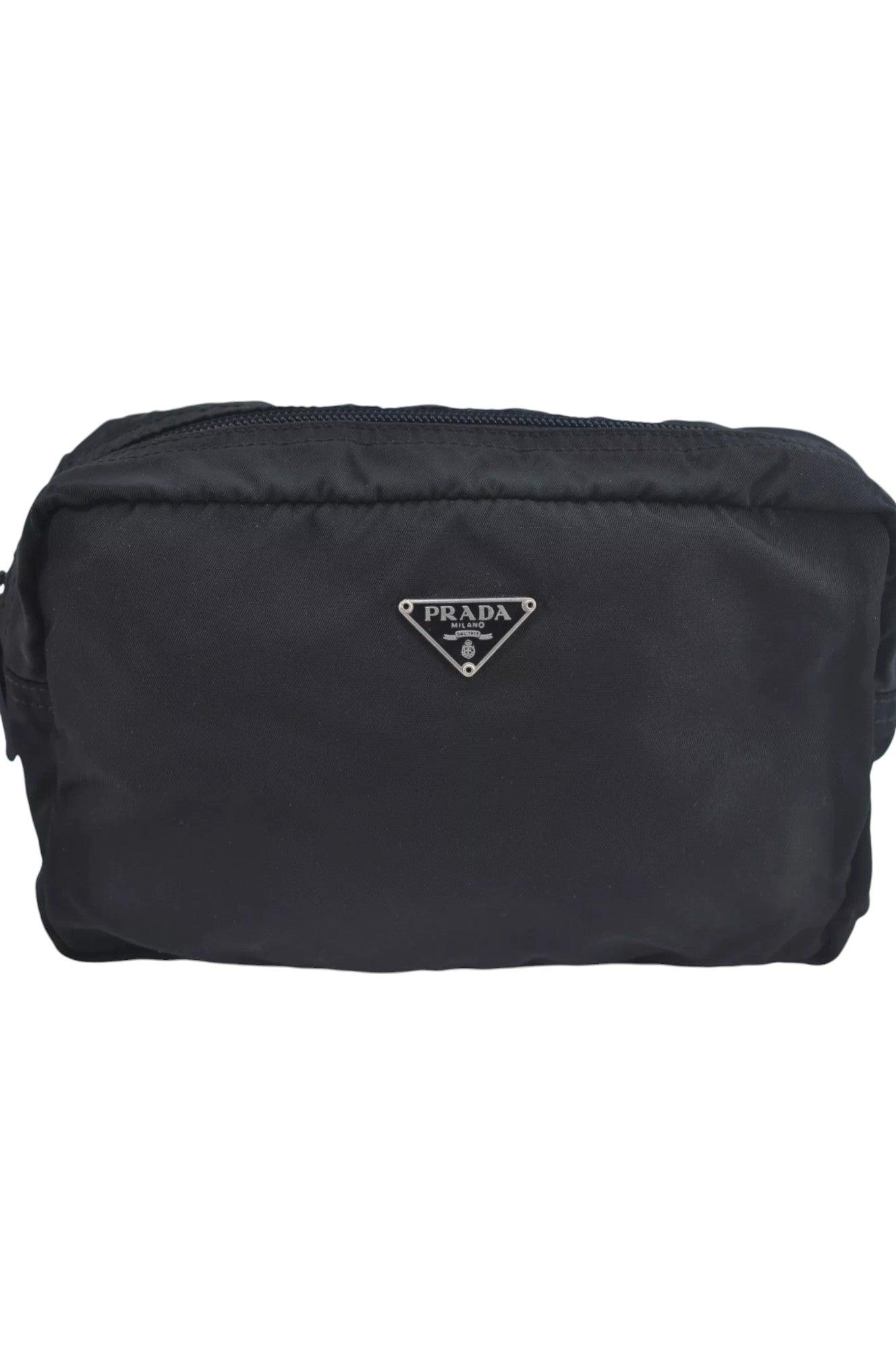 PRADA Nylon Leather Pouch Purse Black 3978K - Image 2