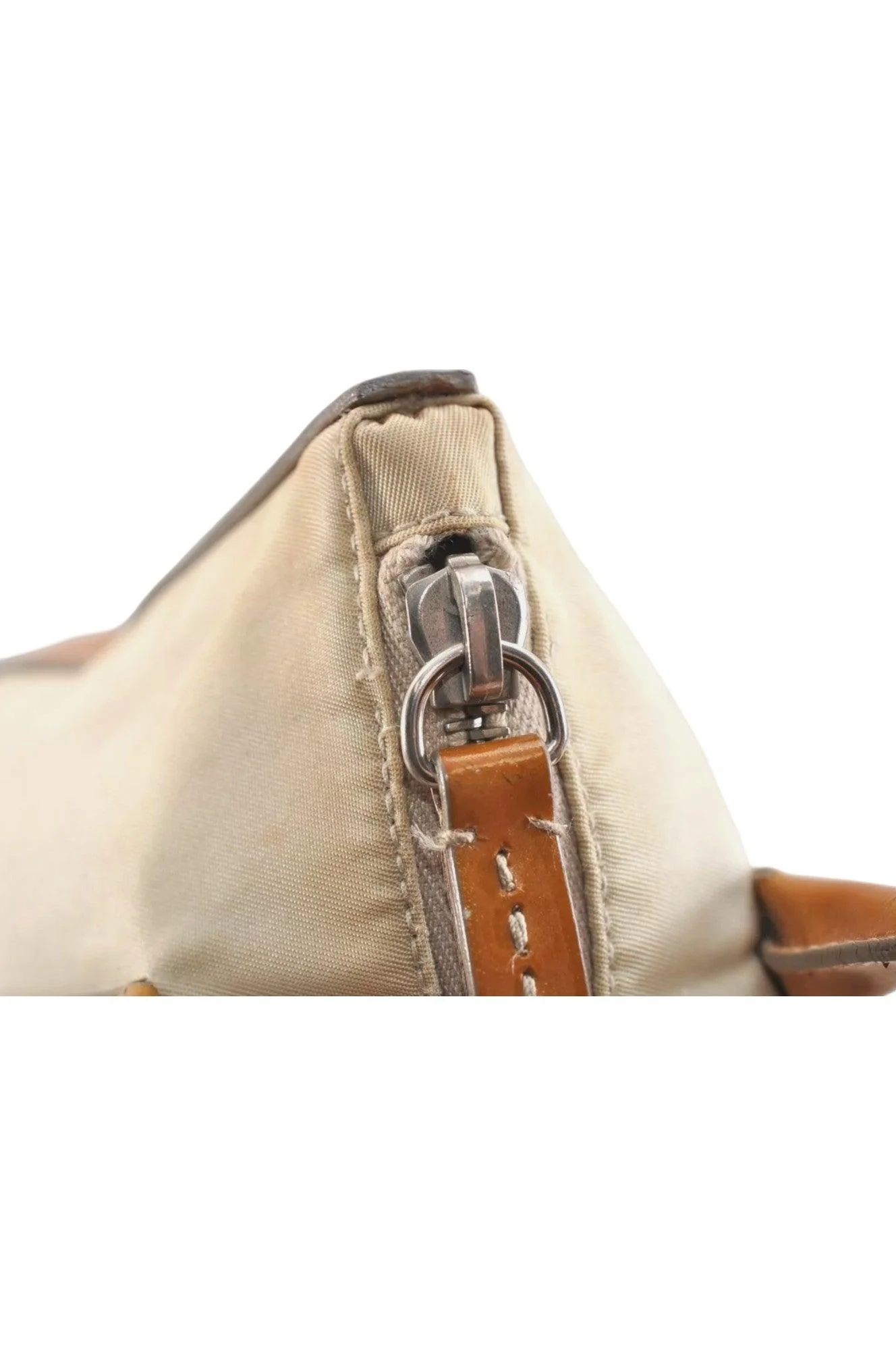 PRADA Nylon Tessuto Enamel Shoulder Hand Bag Purse Cream White 9257K - Image 11