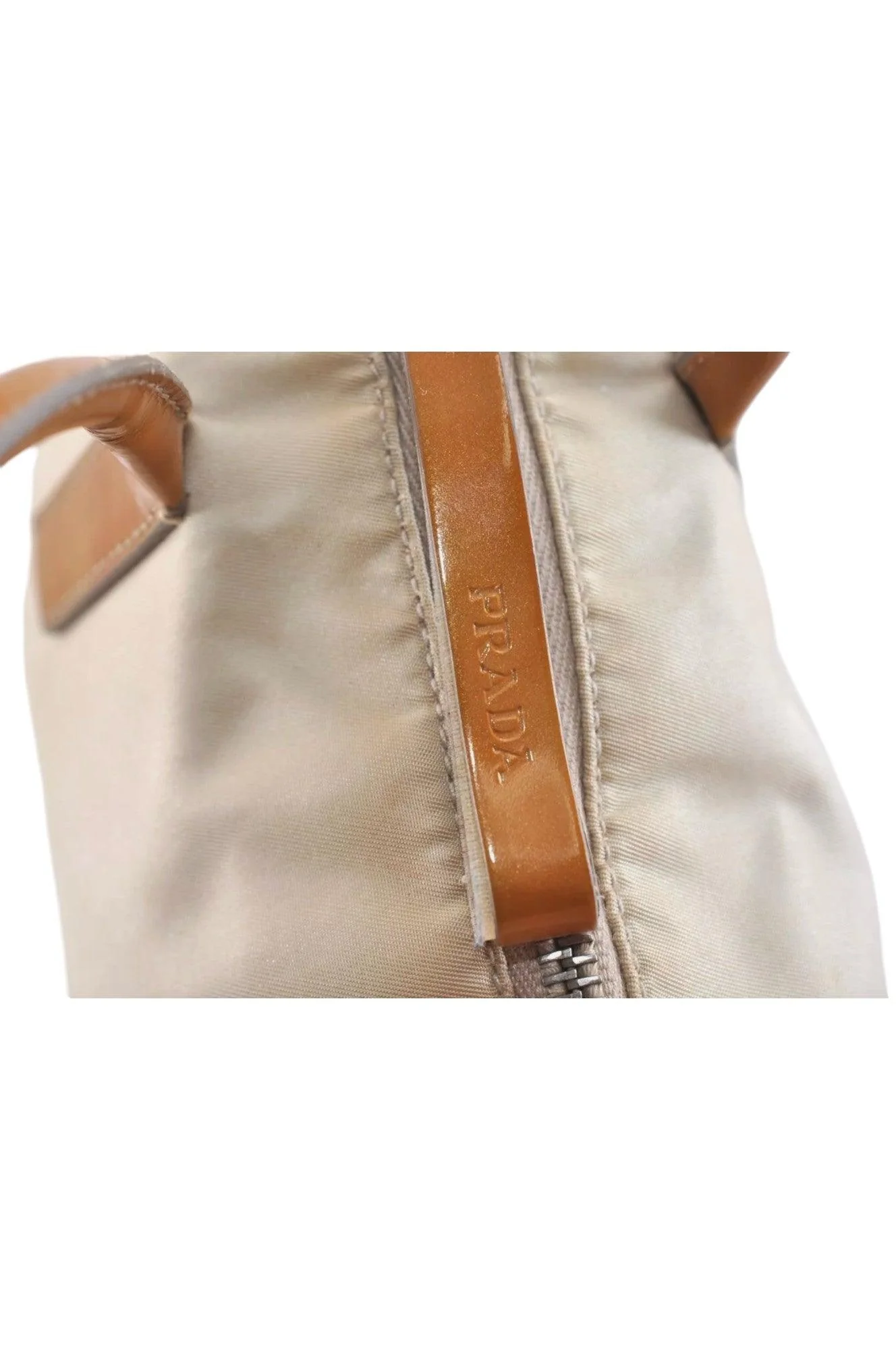 PRADA Nylon Tessuto Enamel Shoulder Hand Bag Purse Cream White 9257K - Image 12