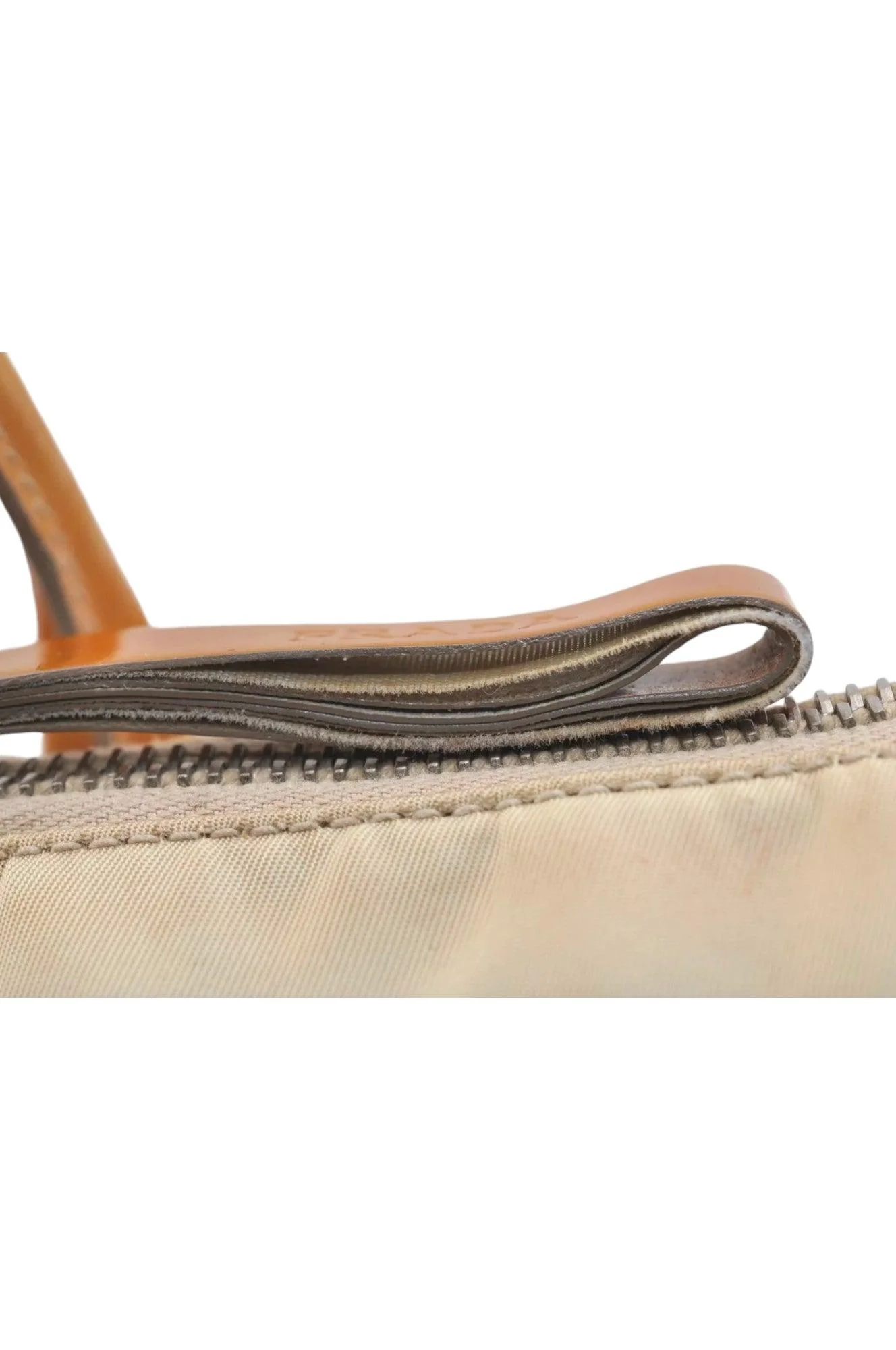 PRADA Nylon Tessuto Enamel Shoulder Hand Bag Purse Cream White 9257K - Image 13