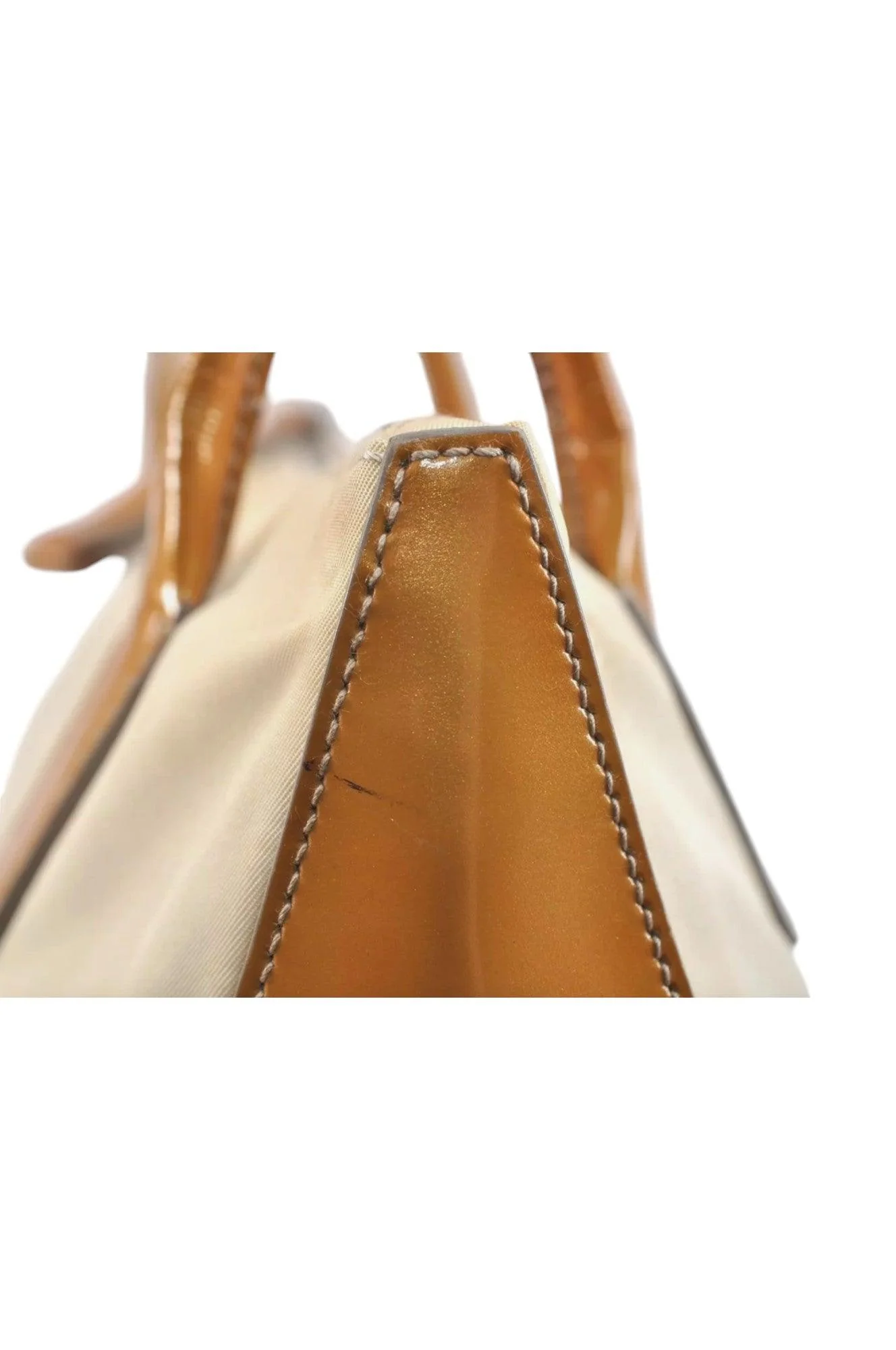 PRADA Nylon Tessuto Enamel Shoulder Hand Bag Purse Cream White 9257K - Image 17
