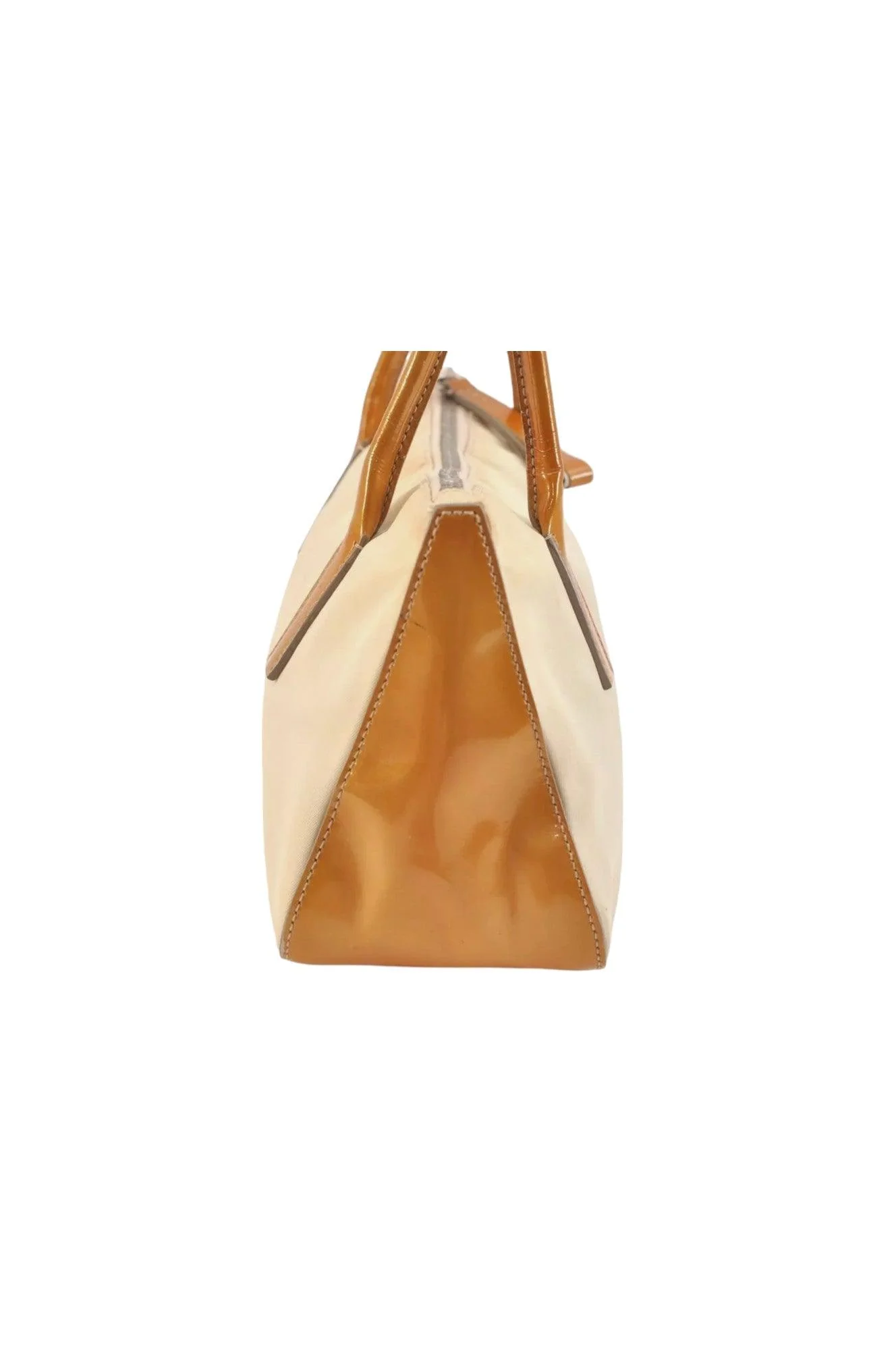 PRADA Nylon Tessuto Enamel Shoulder Hand Bag Purse Cream White 9257K - Image 5