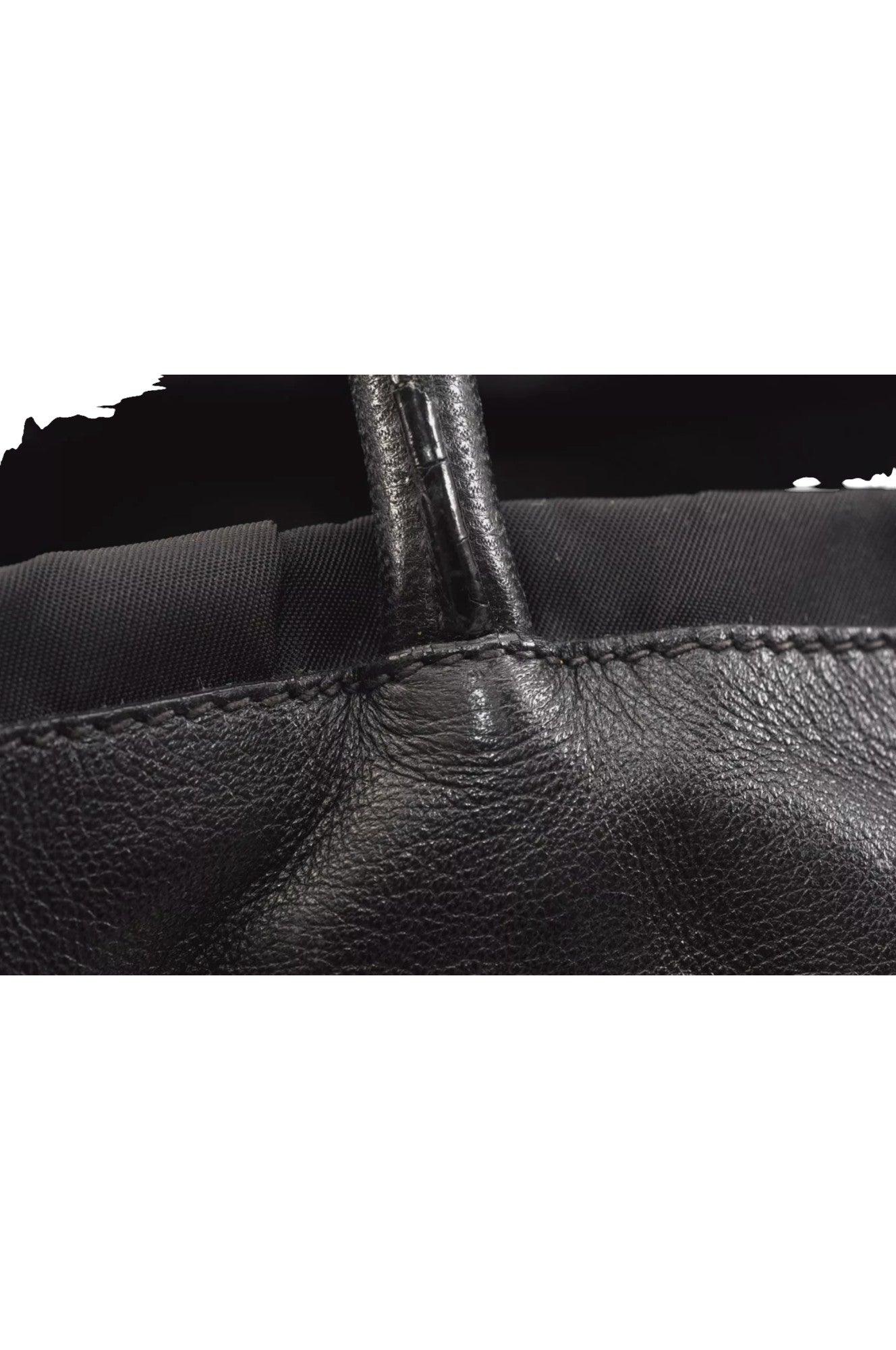 PRADA Tessuto Fiocco Ribbon Nylon Leather Hand Tote Bag Black 7620K - Image 14