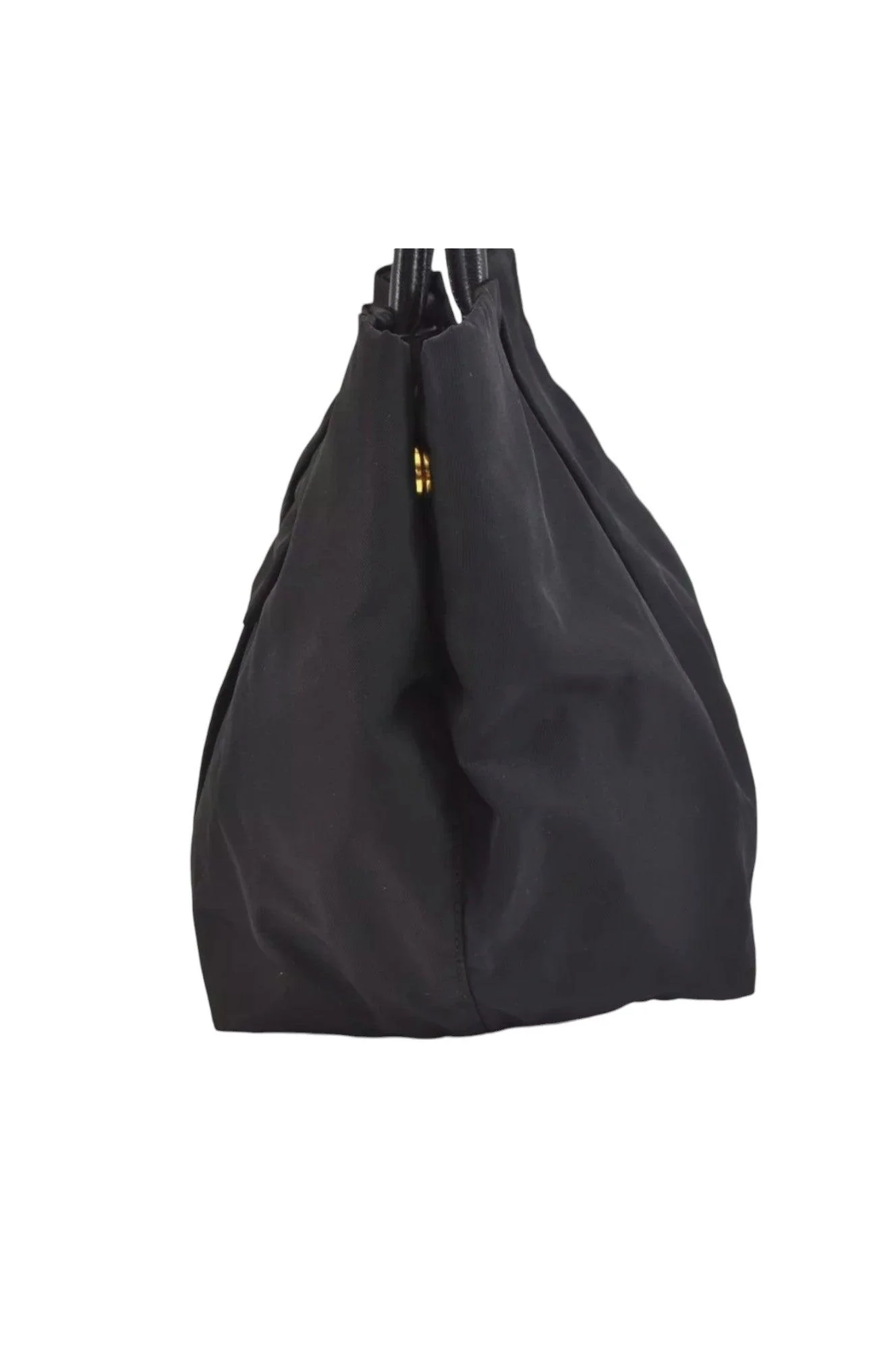 PRADA Tessuto Fiocco Ribbon Nylon Leather Hand Tote Bag Black 7620K - Image 5