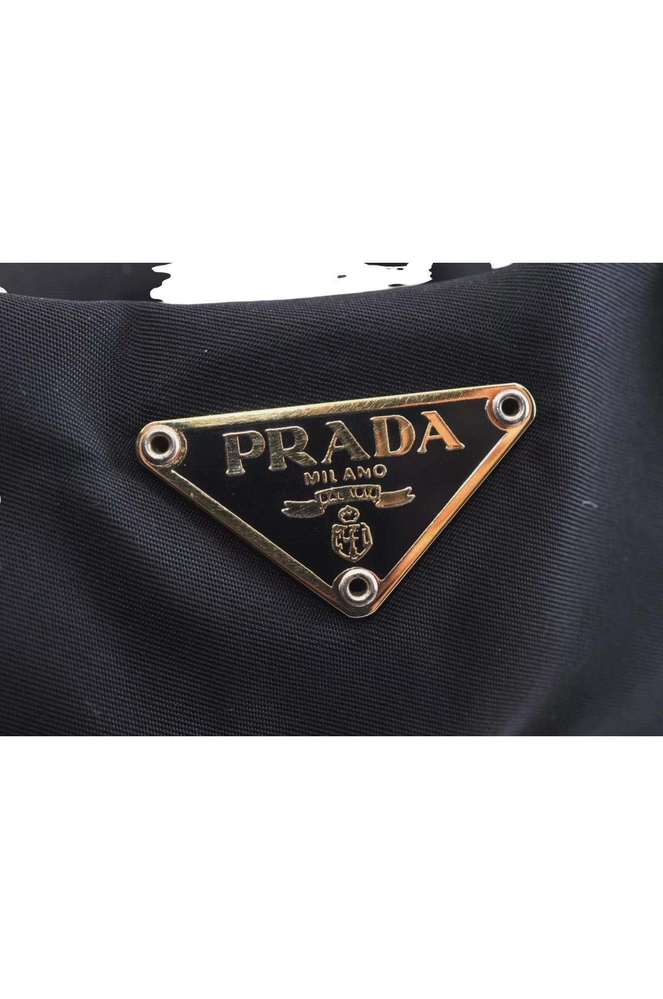 PRADA Vintage Nylon Tessuto Leather Shoulder Bag Purse Black 9107K - Image 10