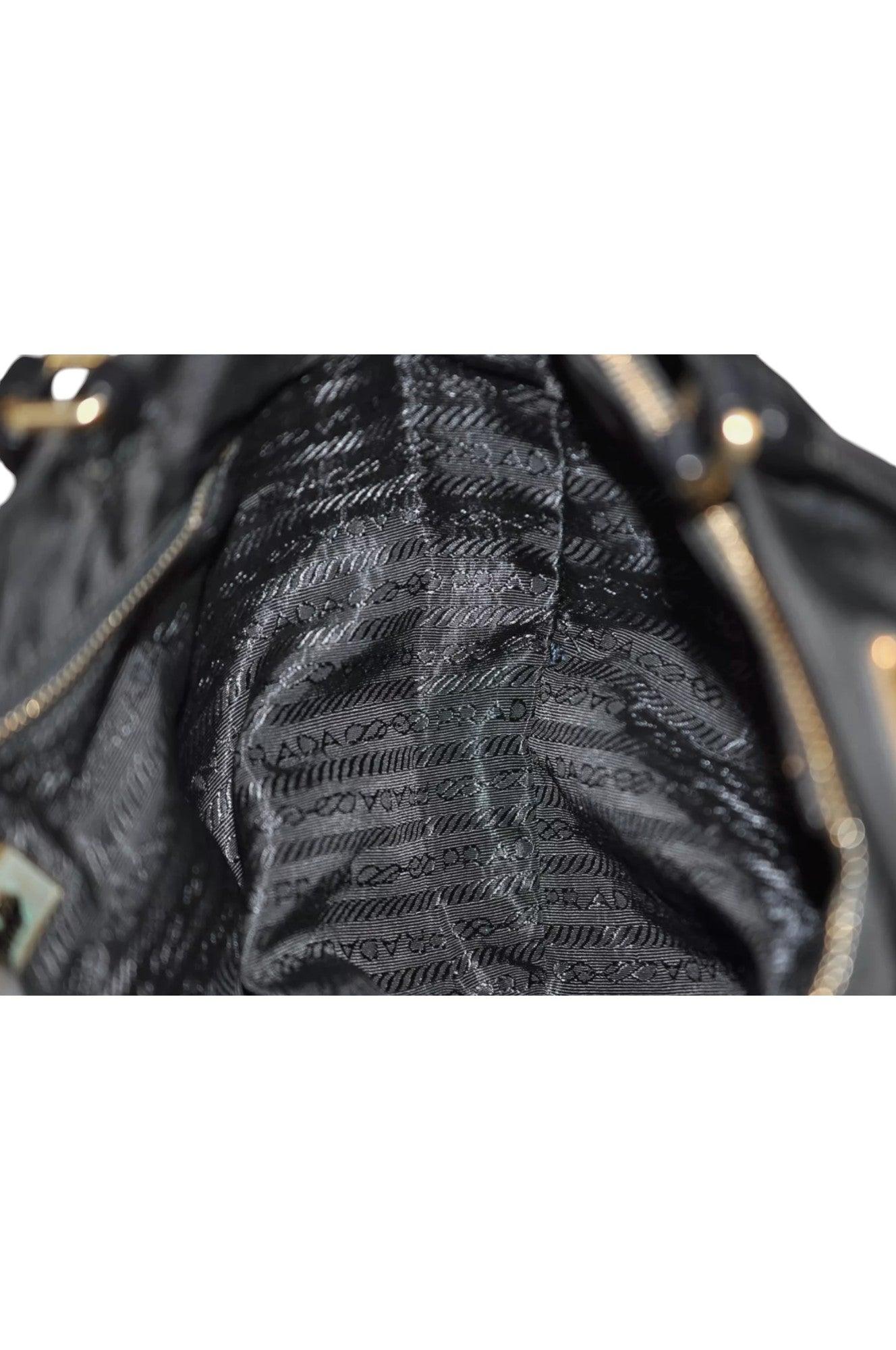PRADA Vintage Nylon Tessuto Leather Shoulder Bag Purse Black 9107K - Image 20
