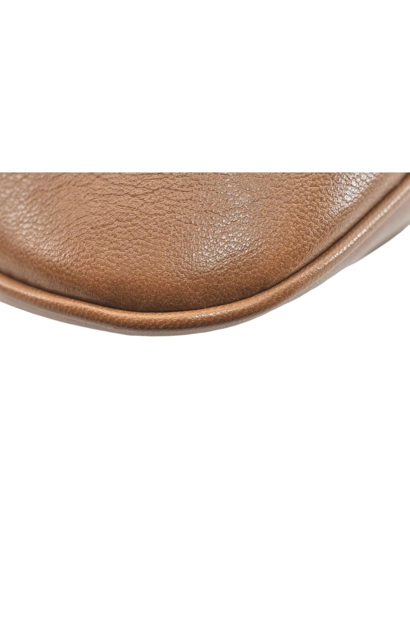 Salvatore Ferragamo Gancini Leather Shoulder Hand Bag Brown 7570K - Image 10