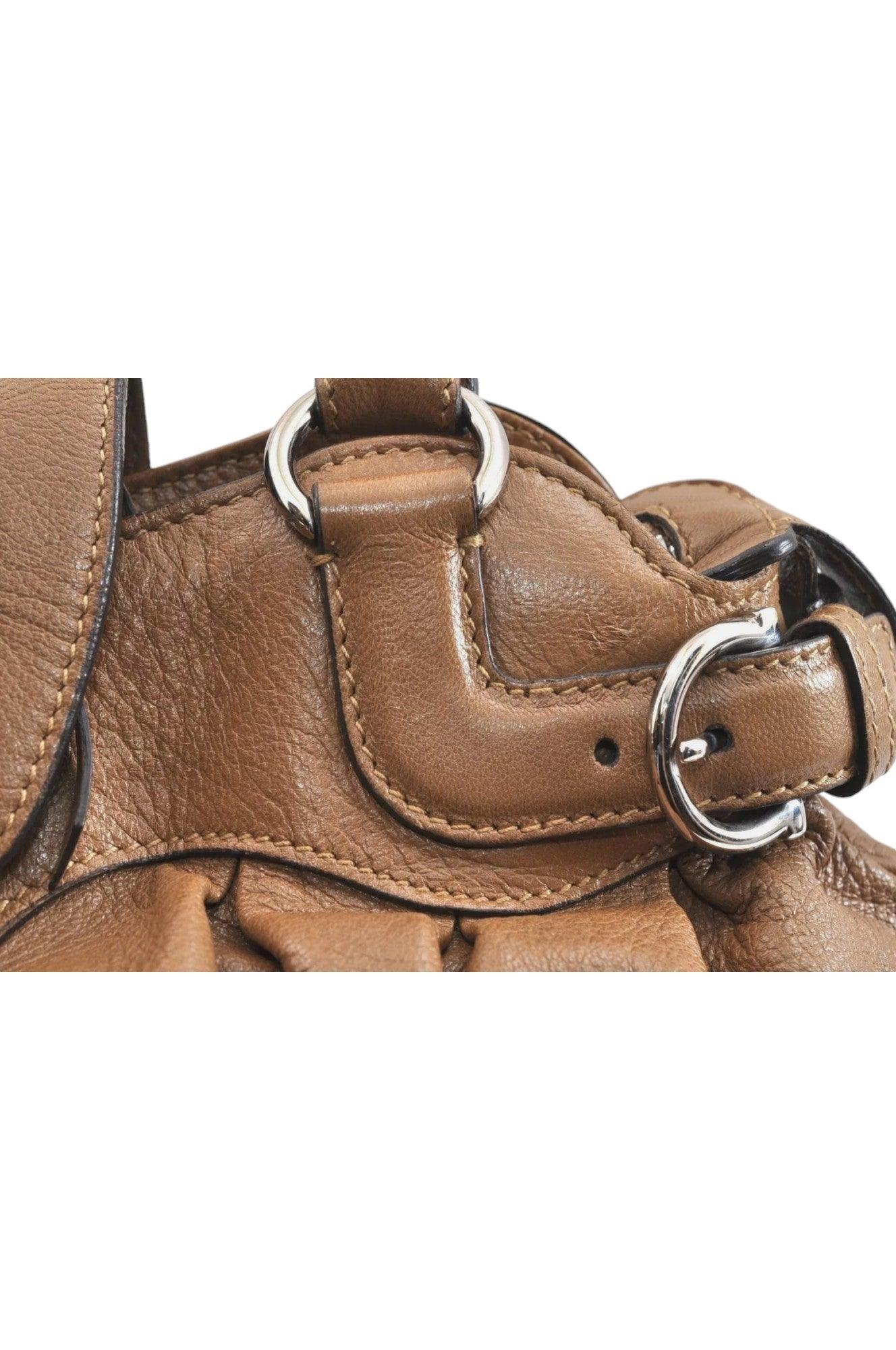 Salvatore Ferragamo Gancini Leather Shoulder Hand Bag Brown 7570K - Image 14