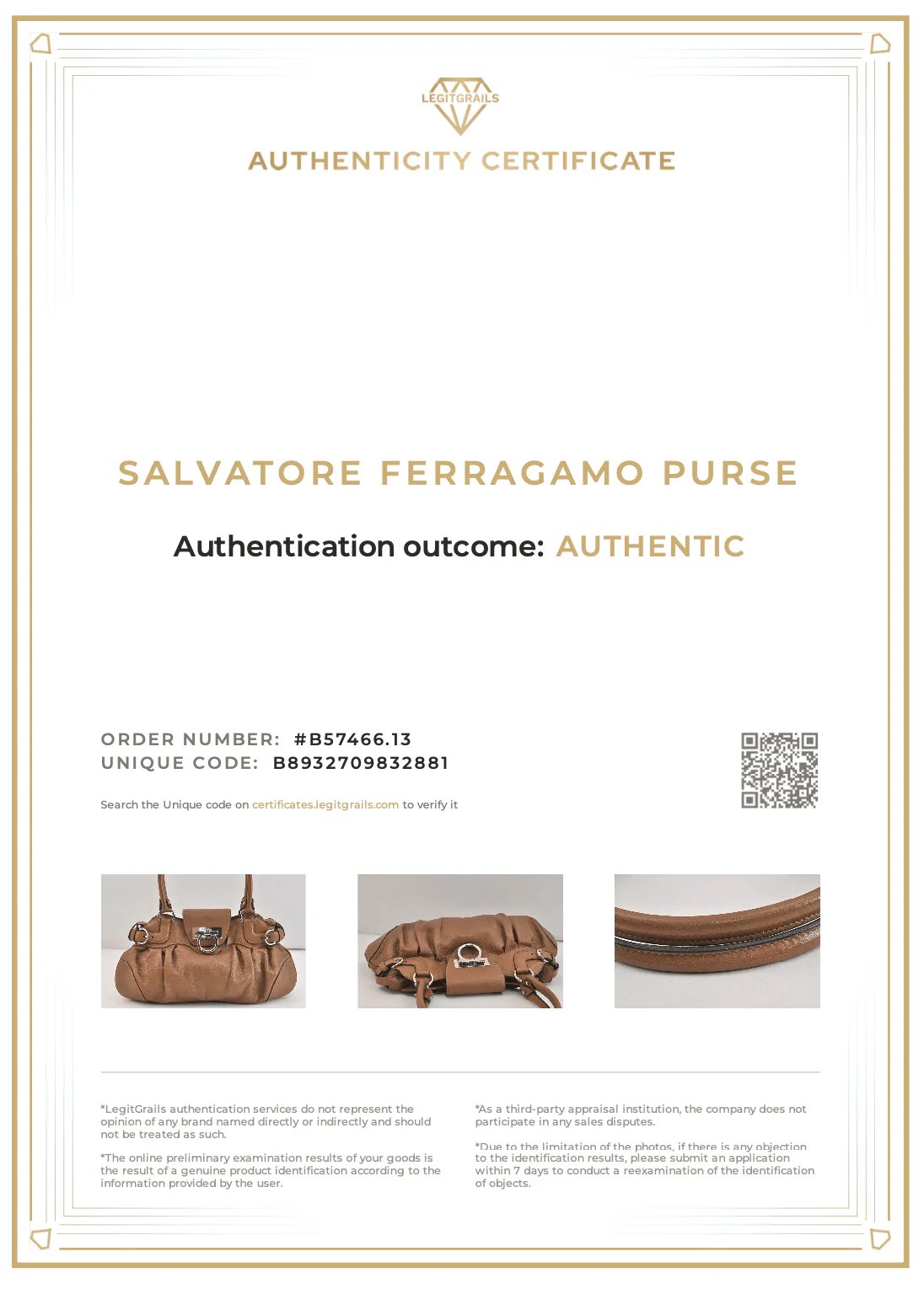 Salvatore Ferragamo Gancini Leather Shoulder Hand Bag Brown 7570K - Image 24