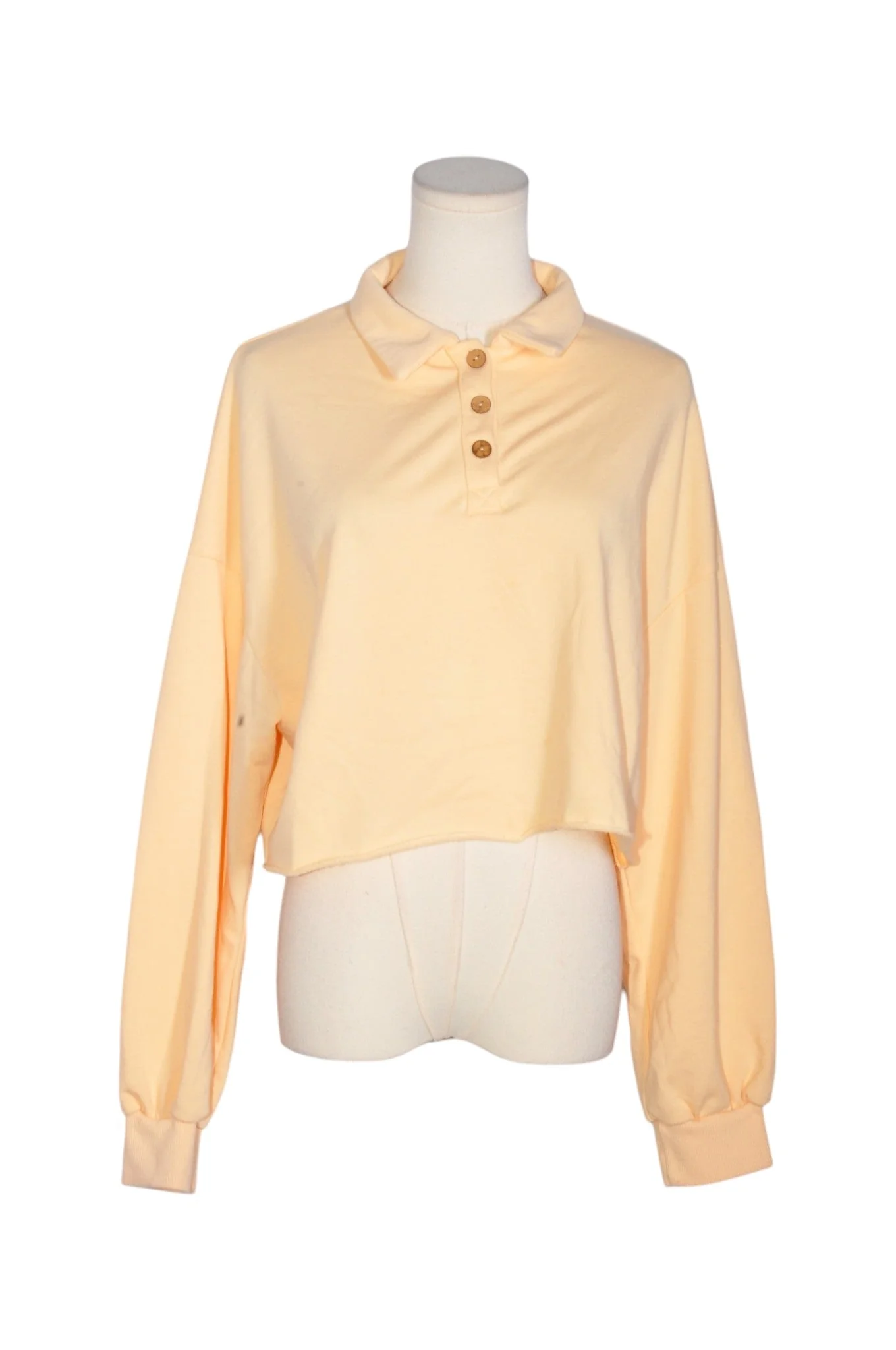SHEIN Women Button Down Tops Regular fit in Beige - L