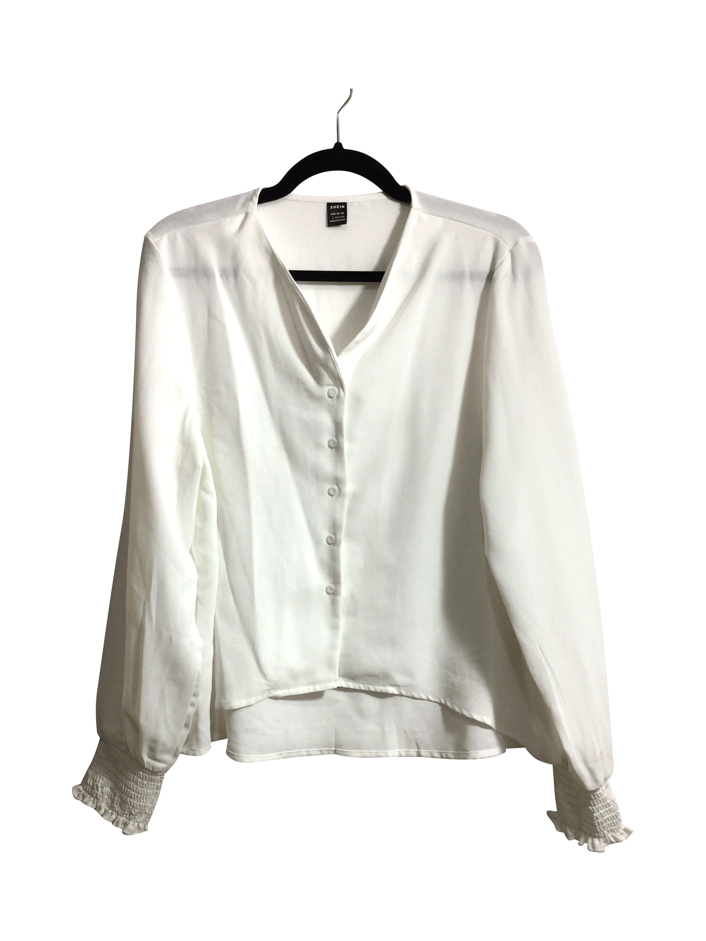 SHEIN Women Button Down Tops Regular fit in White - L