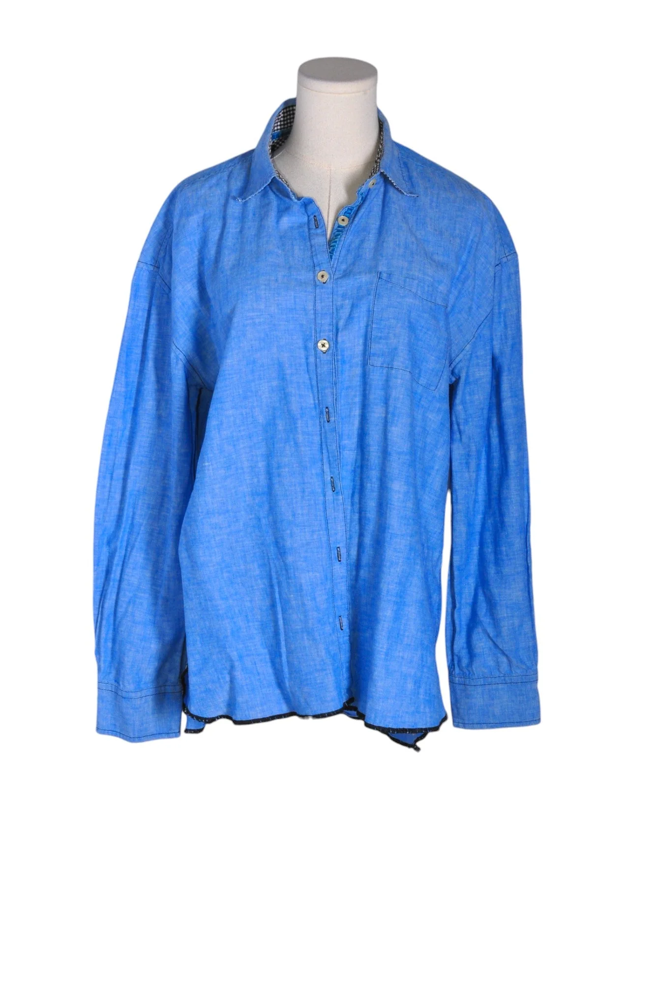 UNBRANDED Men Button Down Tops Regular fit in Blue - L