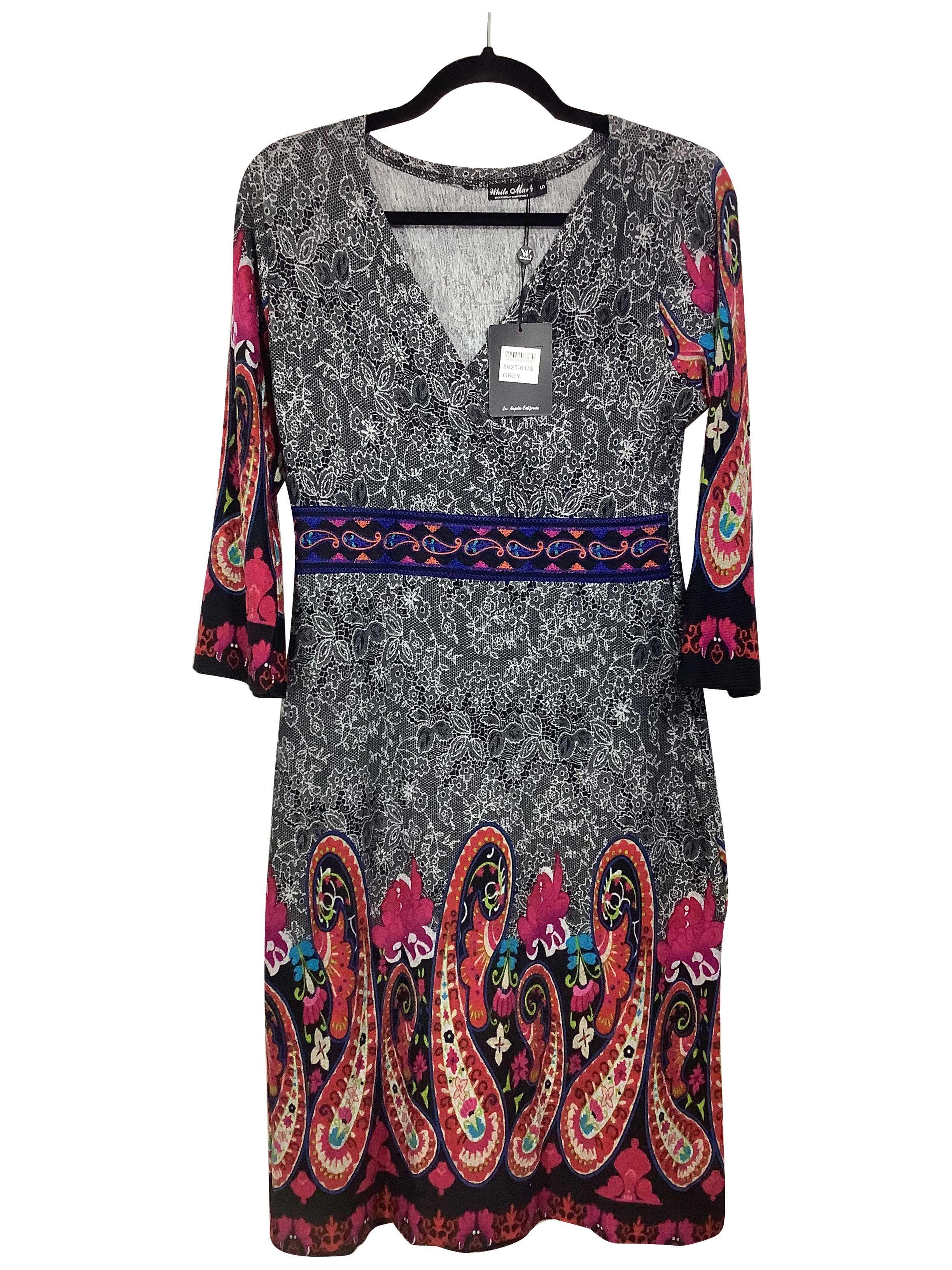 WHITE MARK Regular fit Midi Dress in Gray - S