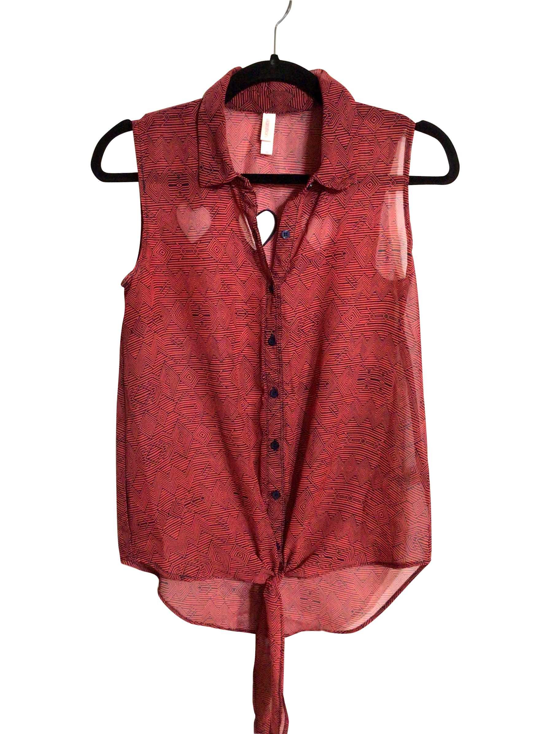 XHILARATION Regular fit Button-down Top in Red - S