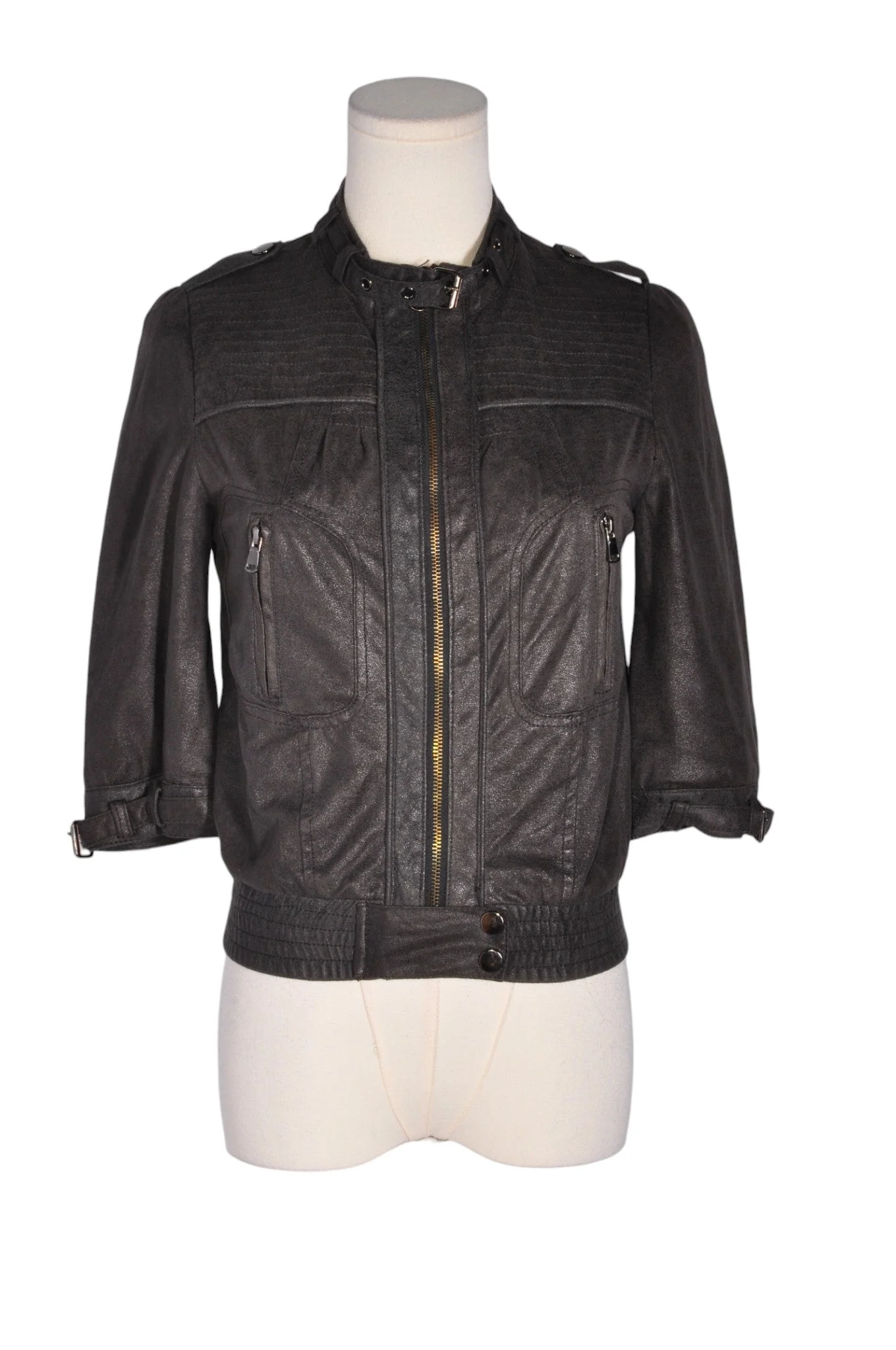 ZARA Women Leather Jackets Regular fit in Black - XS